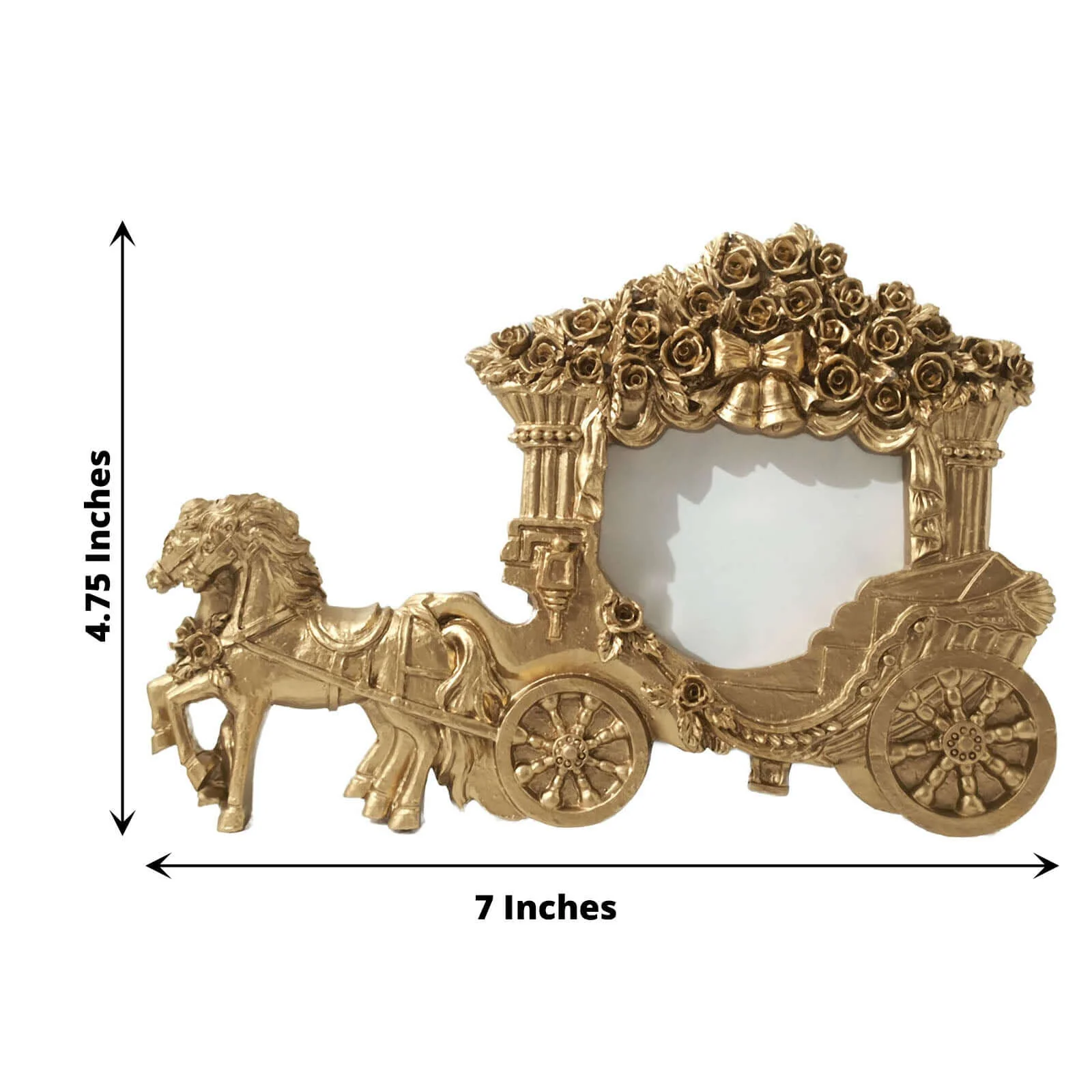 Resin Picture Frame 7" Horse Carriage Design Gold - European Style Wedding Party Favor & Place Card Holder - Image 3
