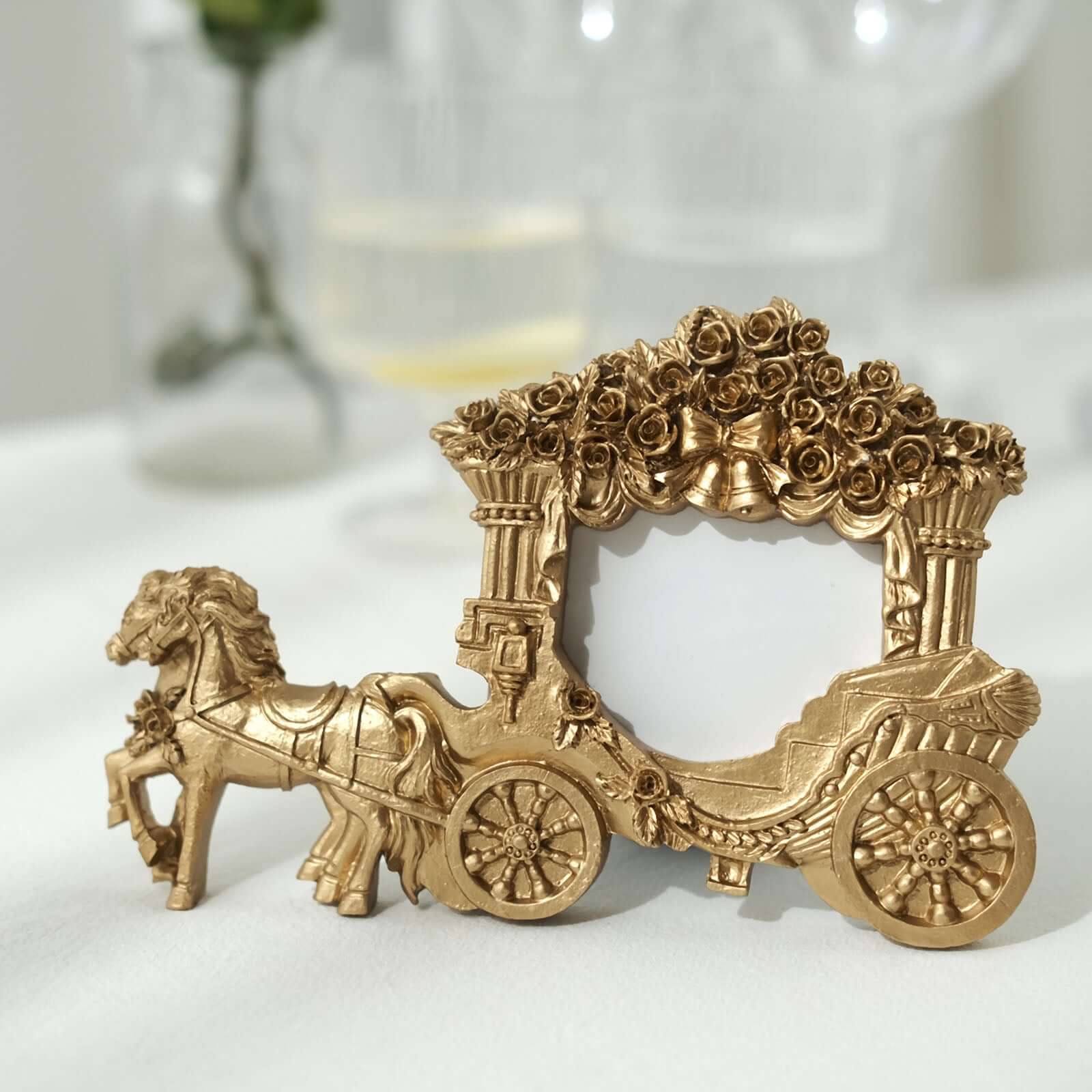 Resin Picture Frame 7" Horse Carriage Design Gold - European Style Wedding Party Favor & Place Card Holder - Image 7