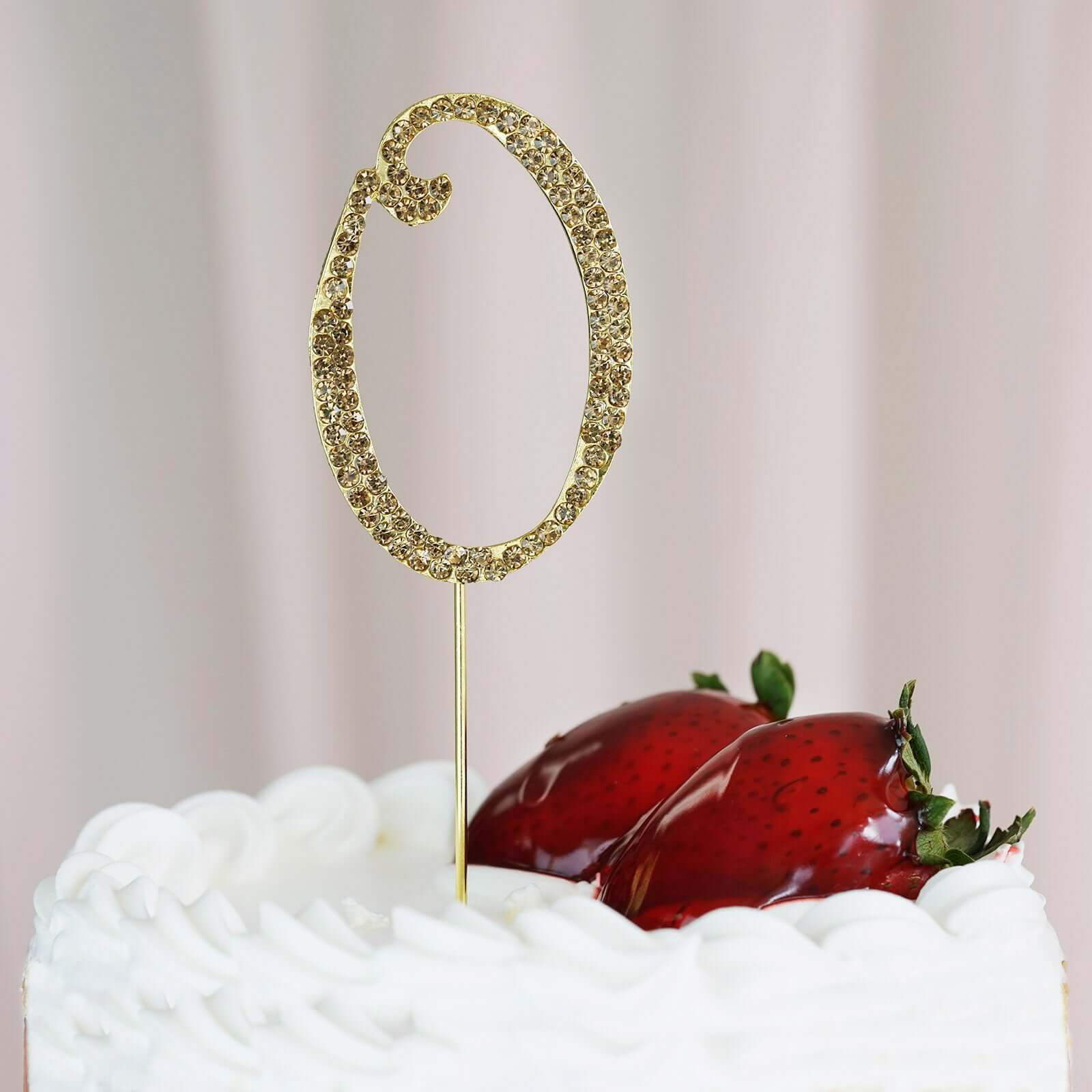Rhinestone Cake Toppers 2.5" Gold Monogram Letter and Number Design - Stylish Wedding Cake Decorations - Image 29