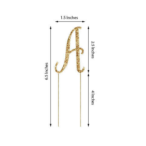 Rhinestone Cake Toppers 2.5" Gold Monogram Letter and Number Design - Stylish Wedding Cake Decorations - Image 3