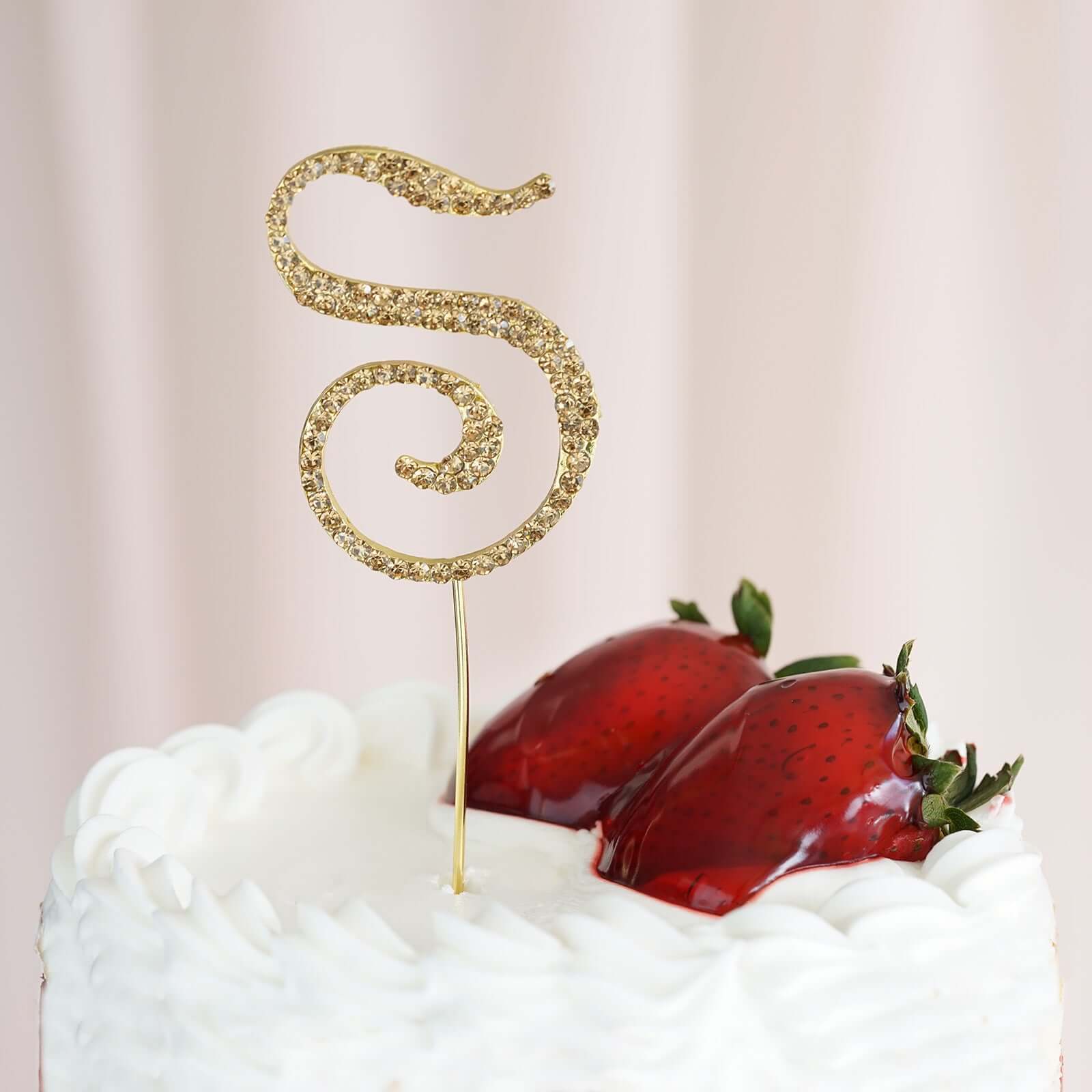 Rhinestone Cake Toppers 2.5" Gold Monogram Letter and Number Design - Stylish Wedding Cake Decorations - Image 33