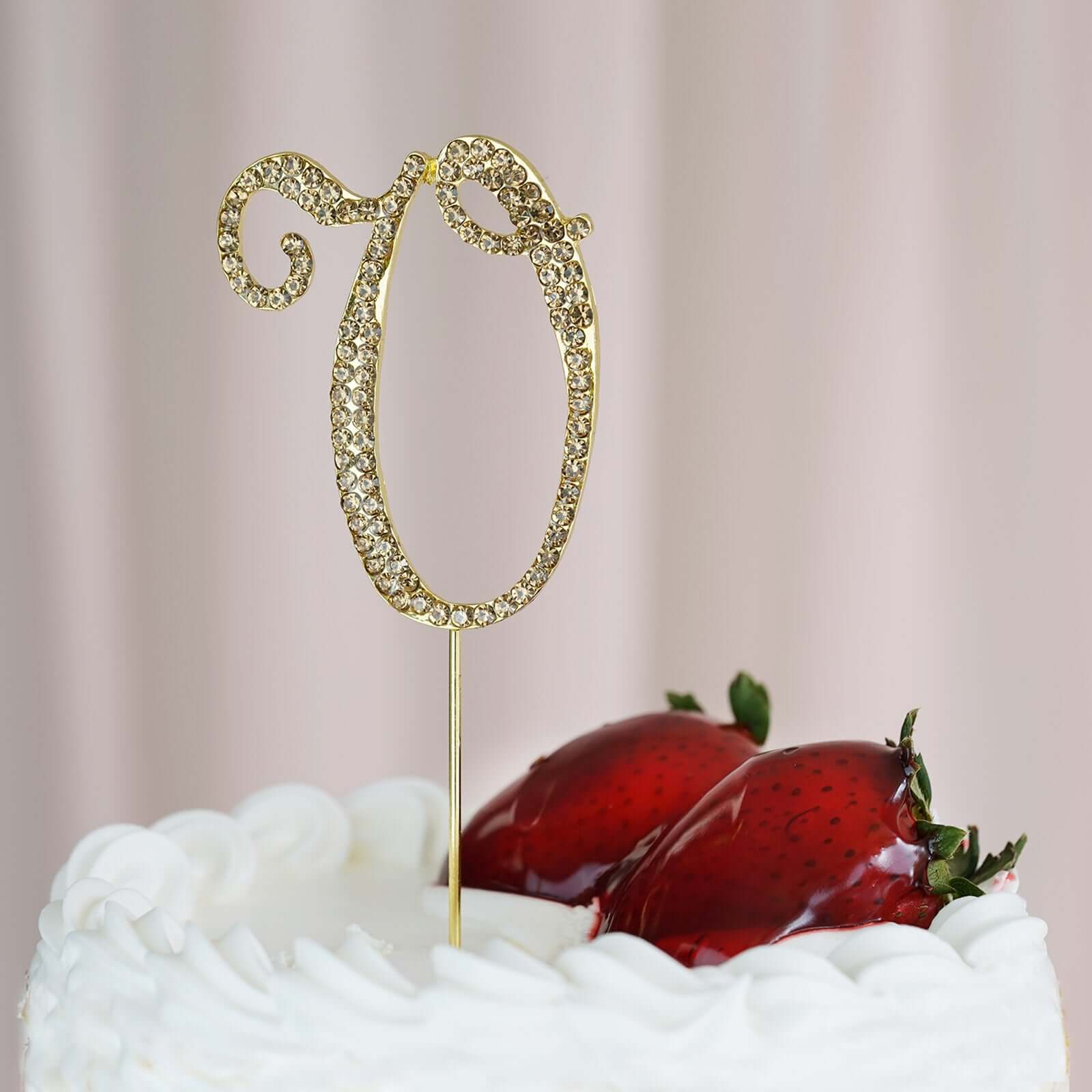 Rhinestone Cake Toppers 2.5" Gold Monogram Letter and Number Design - Stylish Wedding Cake Decorations - Image 36