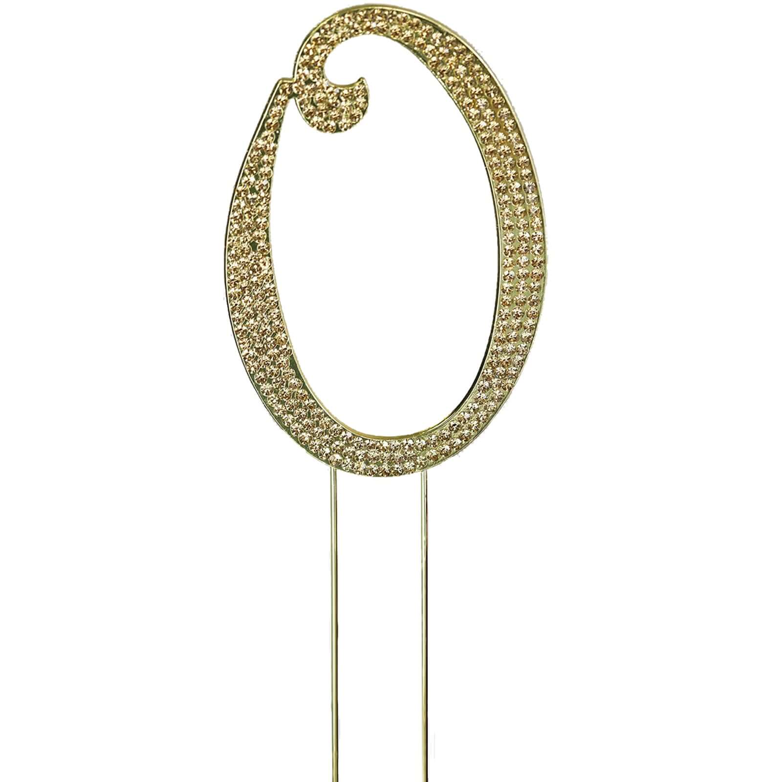 Rhinestone Cake Toppers 2.5" Gold Monogram Letter and Number Design - Stylish Wedding Cake Decorations - Image 7
