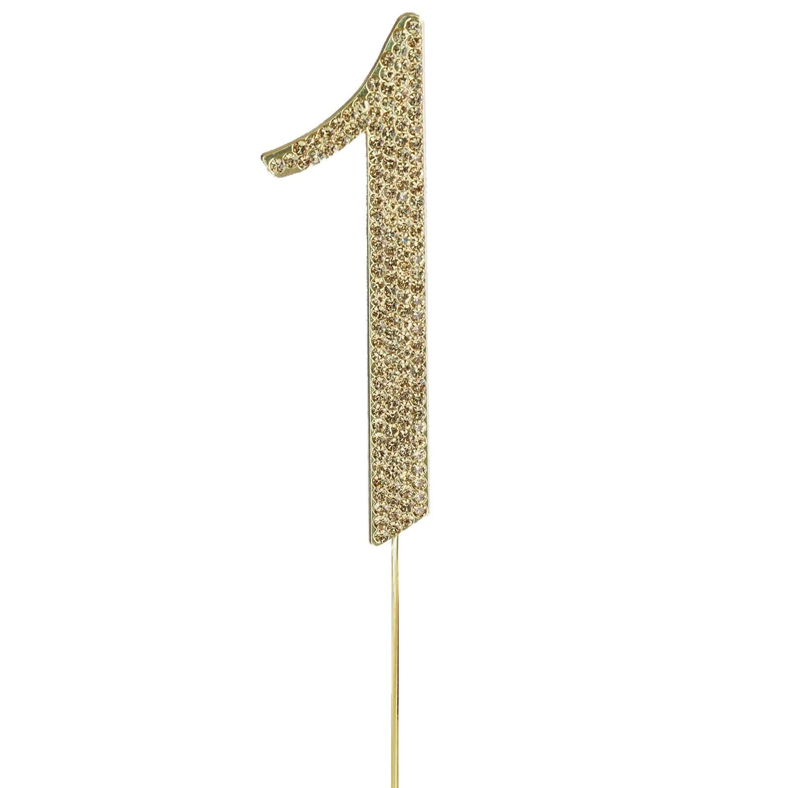Rhinestone Cake Toppers 2.5" Gold Monogram Letter and Number Design - Stylish Wedding Cake Decorations - Image 8