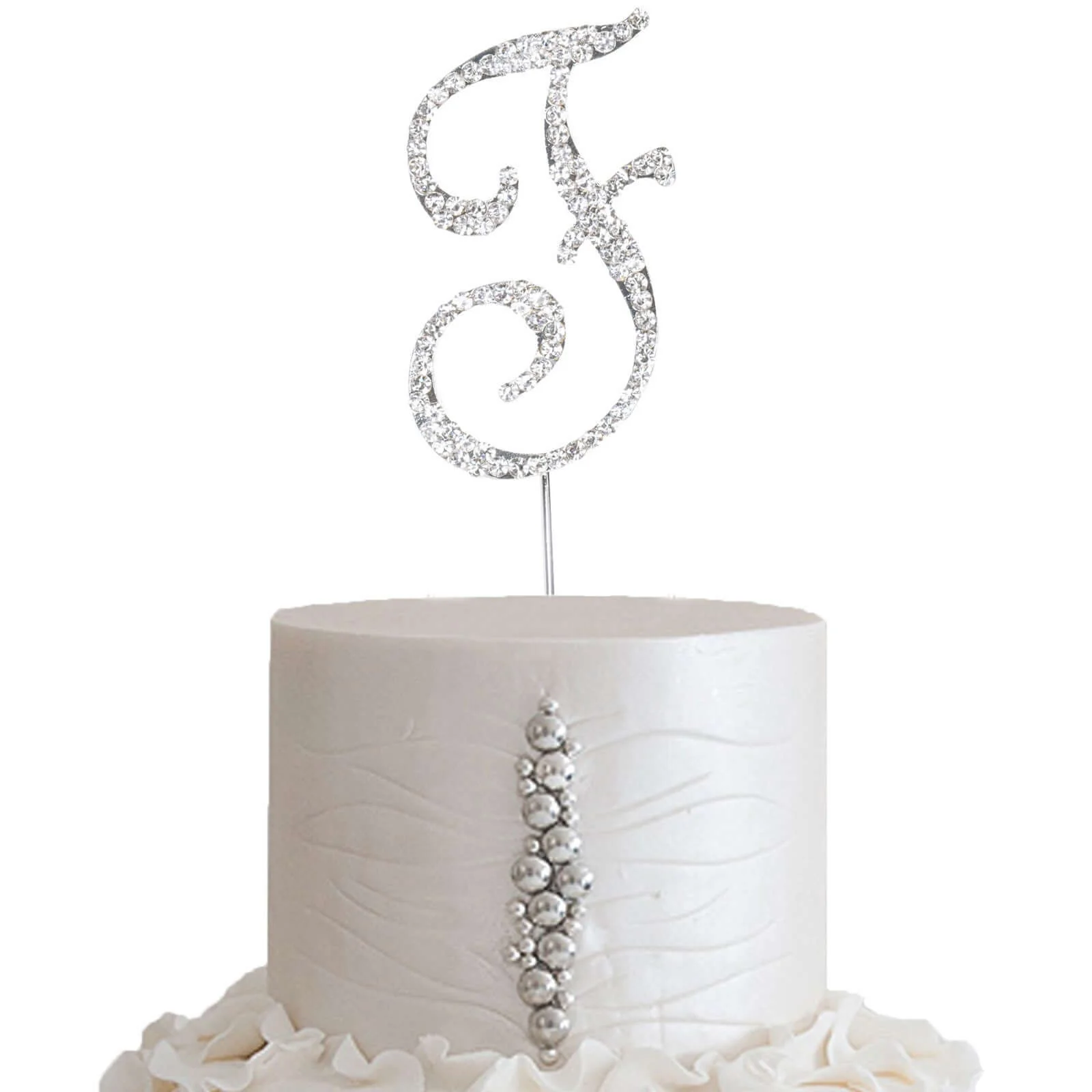 Rhinestone Cake Toppers 2.5" Silver Monogram Letter and Number Design - Decorative Wedding Cake Decorations - Image 20