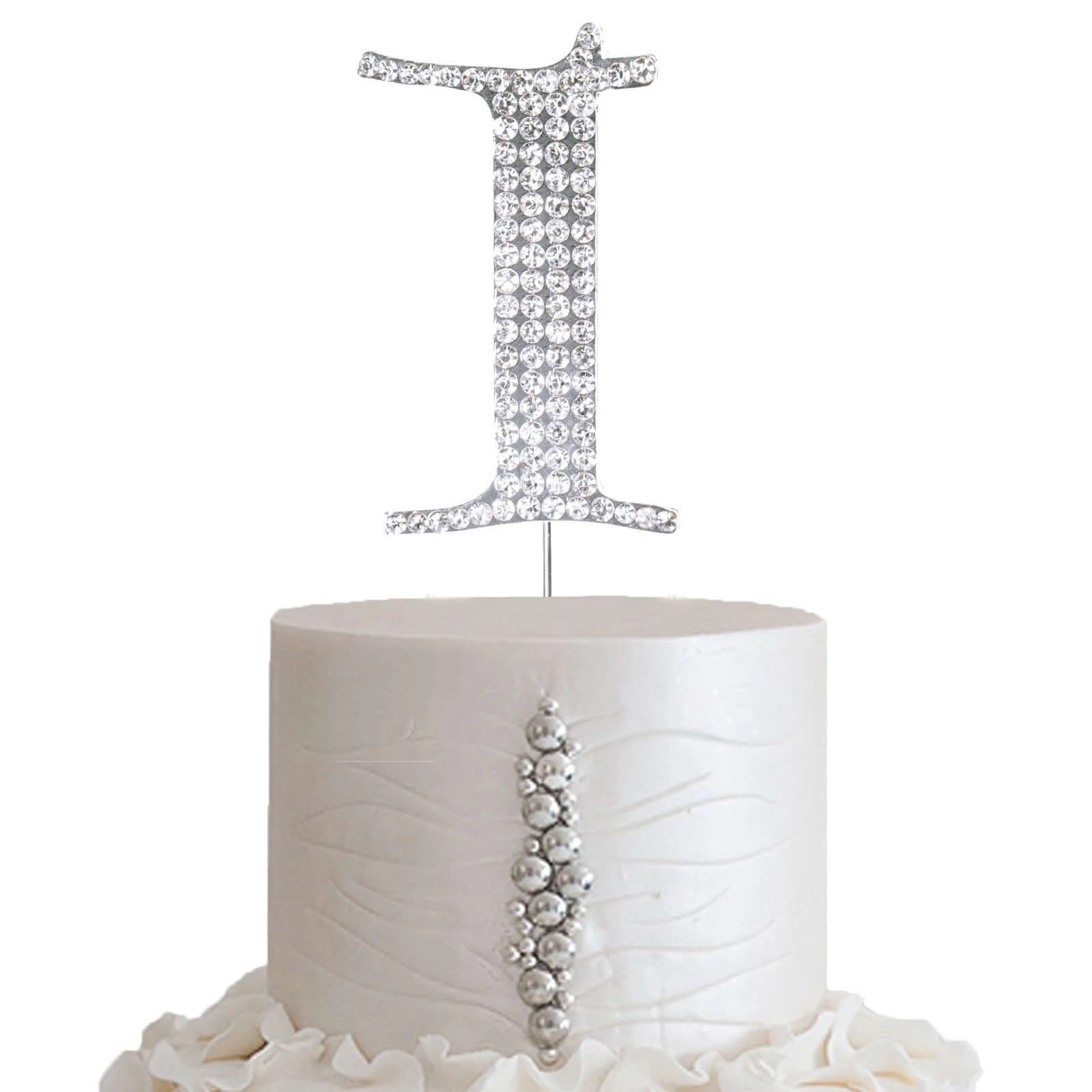 Rhinestone Cake Toppers 2.5" Silver Monogram Letter and Number Design - Decorative Wedding Cake Decorations - Image 23