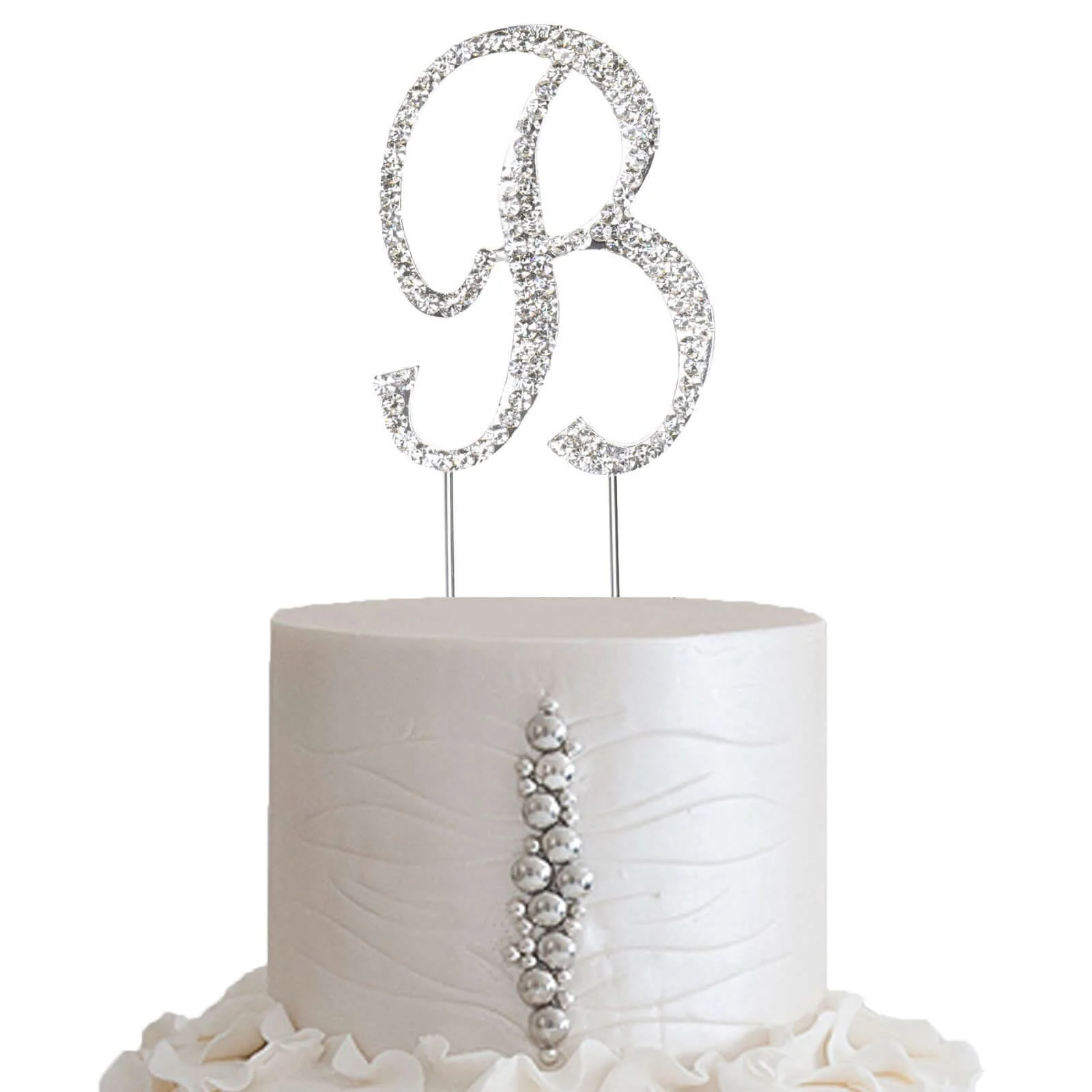 Rhinestone Cake Toppers 2.5" Silver Monogram Letter and Number Design - Decorative Wedding Cake Decorations - Image 6