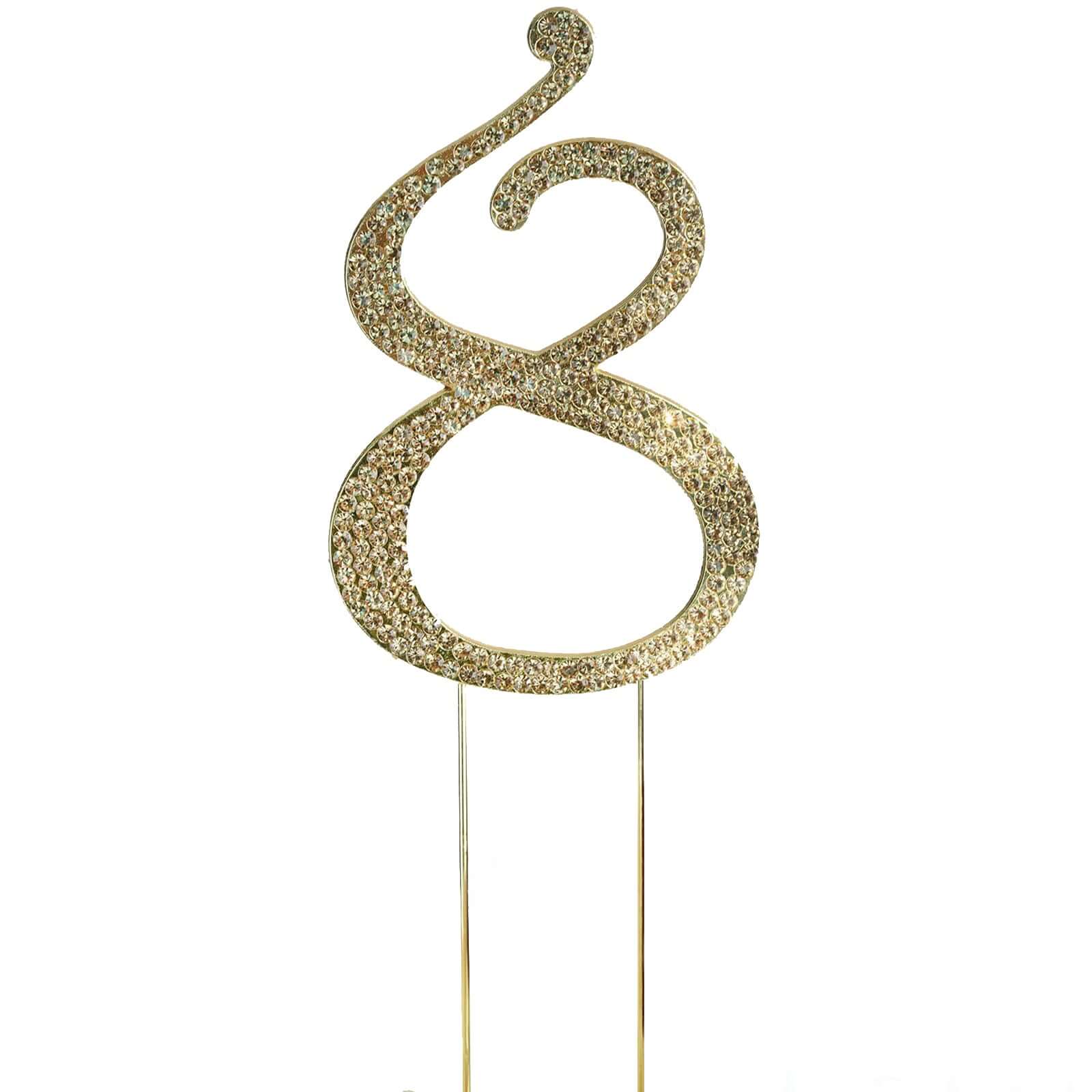 Rhinestone Cake Toppers 4.5" Gold Monogram Letter and Number Design - Stylish Event Cake Decorations - Image 15