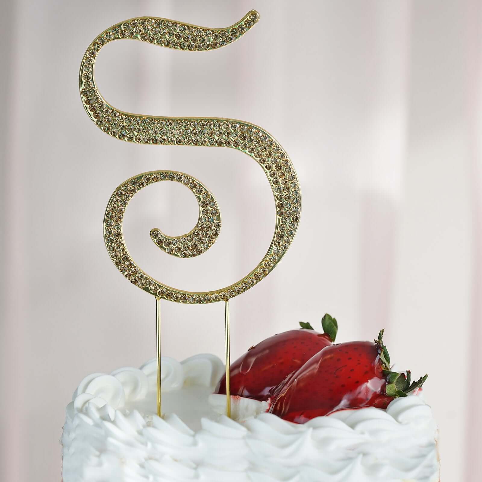 Rhinestone Cake Toppers 4.5" Gold Monogram Letter and Number Design - Stylish Event Cake Decorations - Image 32