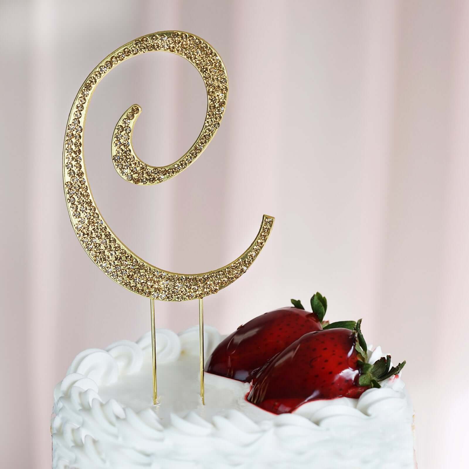 Rhinestone Cake Toppers 4.5" Gold Monogram Letter and Number Design - Stylish Event Cake Decorations - Image 6
