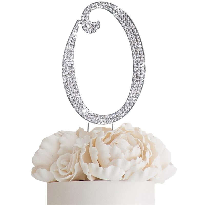 Rhinestone Cake Toppers 4.5" Silver Monogram Letter and Number Design - Stylish Cake Decorations - Image 26