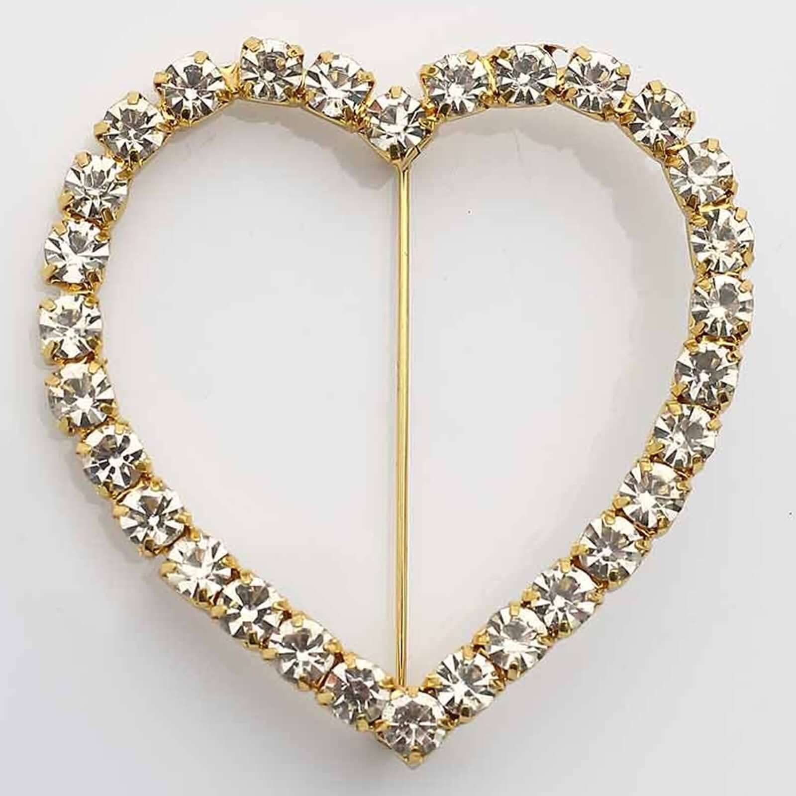 Rhinestone Heart Metal Chair Sash Band Buckle 2" Gold - Romantic Diamond Bow Pin for Wedding Chair Decor - Image 8