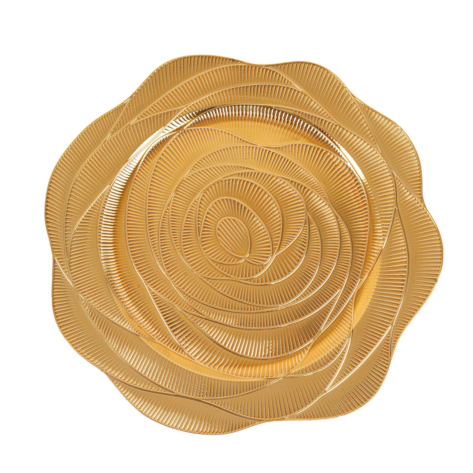 6-Pack Acrylic Charger Plates 13" Round Metallic Gold Ribbed Rose Pattern - Event Tabletop Decorative Charger Tableware - Image 7