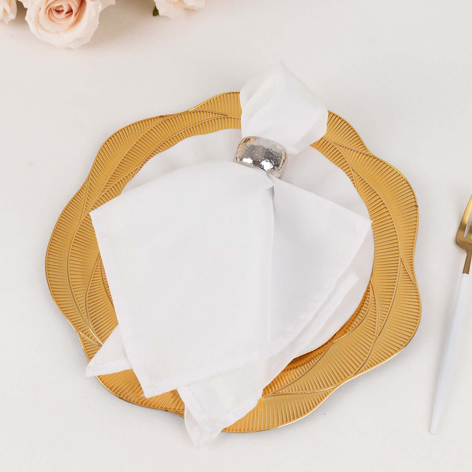 6-Pack Acrylic Charger Plates 13" Round Metallic Gold Ribbed Rose Pattern - Event Tabletop Decorative Charger Tableware - Image 9