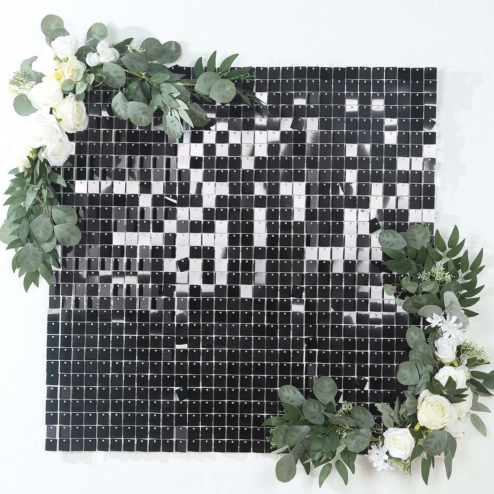 Ritzy Black Square Sequin Shimmer Wall Photo Backdrop Panels, Party Active Spangle Wall Art Décor 24 Panels - 24sq.ft - Image 7