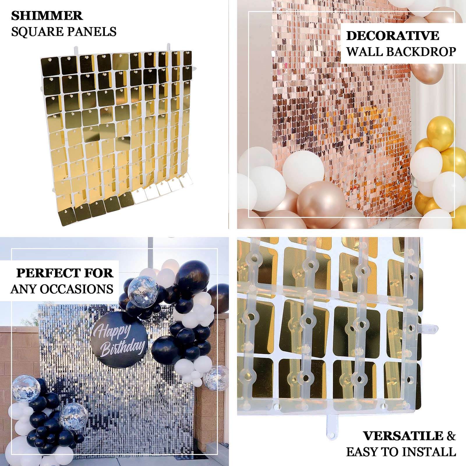 Ritzy Silver Square Sequin Shimmer Wall Photo Backdrop Panels, Party Active Spangle Wall Art Décor 24 Panels - 24sq.ft - Image 5