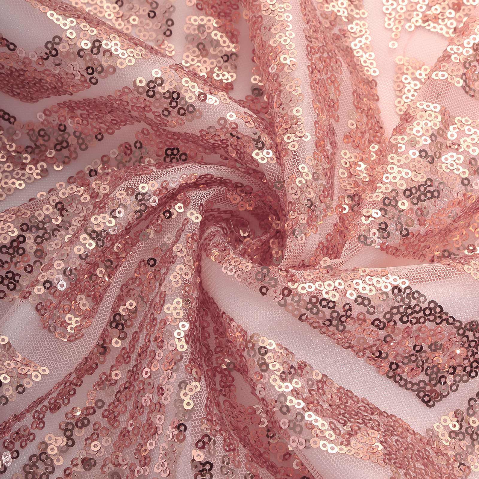 Rose Gold Geometric Sequin Backdrop Drape Curtain with Satin Backing, Seamless Opaque Sparkly Photo Booth Event Divider Panel in Diamond Glitz Pattern - 8ftx8ft - Image 12