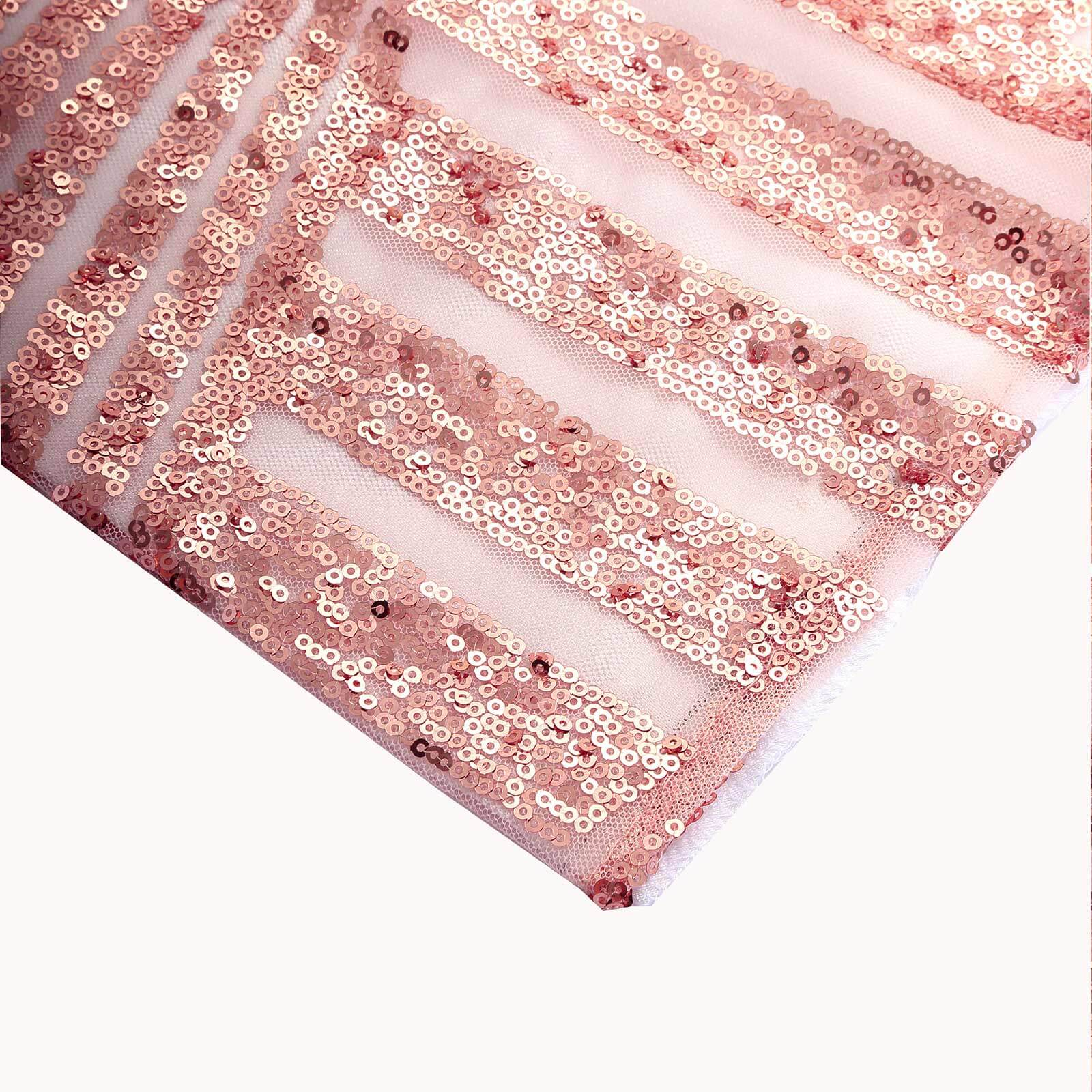 Rose Gold Geometric Sequin Backdrop Drape Curtain with Satin Backing, Seamless Opaque Sparkly Photo Booth Event Divider Panel in Diamond Glitz Pattern - 8ftx8ft - Image 8