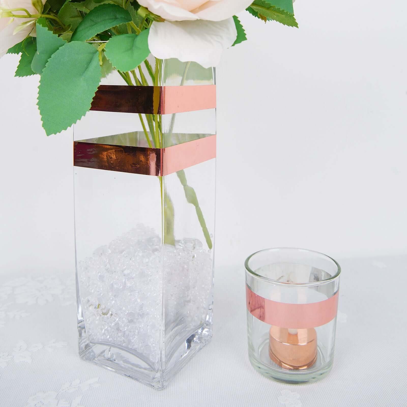 Rose Gold Metallic Film Tape Adhesive, DIY Floral Wrap Craft Decor Tape - Polyester with Acrylic 100 Yds 3/4" - Image 13