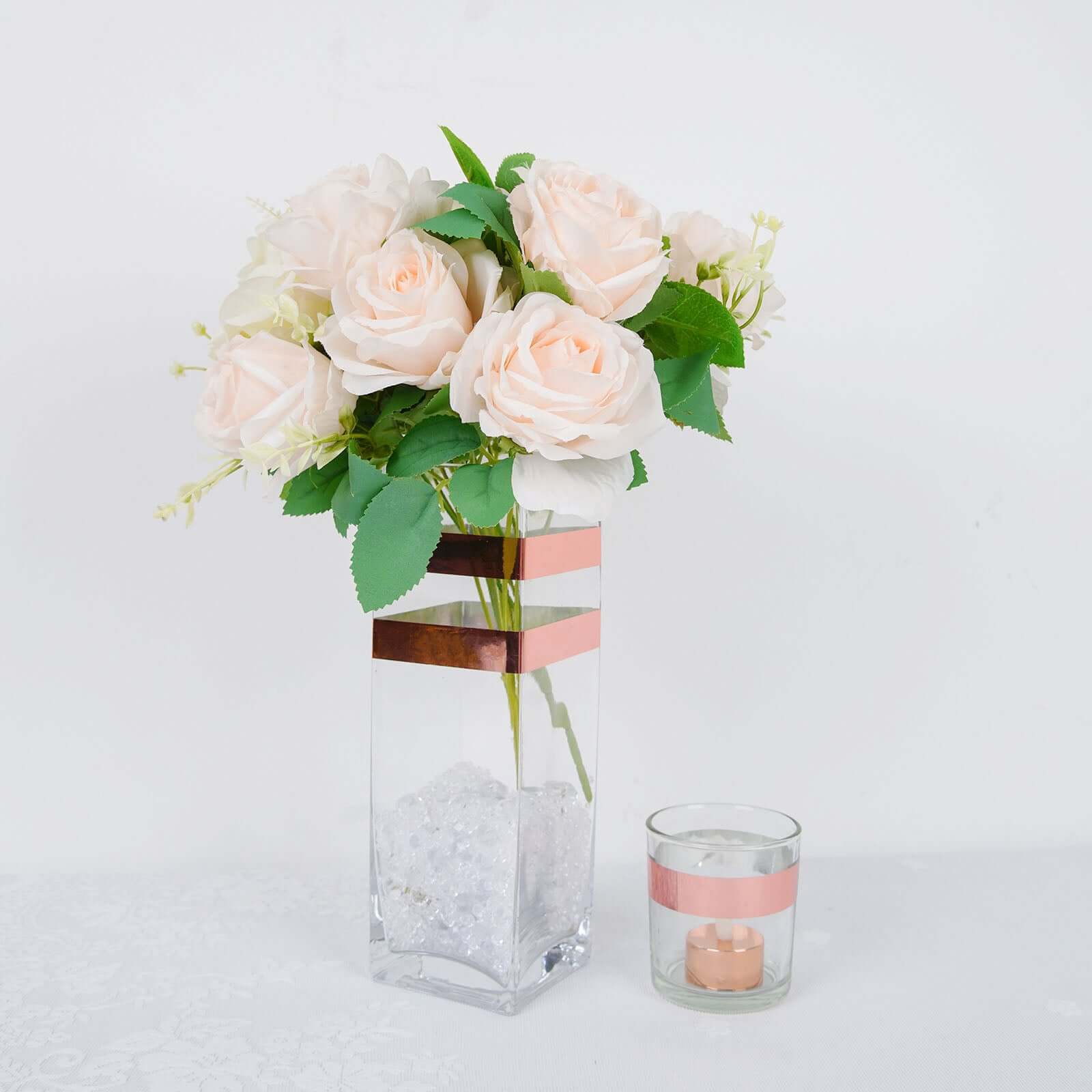 Rose Gold Metallic Film Tape Adhesive, DIY Floral Wrap Craft Decor Tape - Polyester with Acrylic 100 Yds 3/4" - Image 5