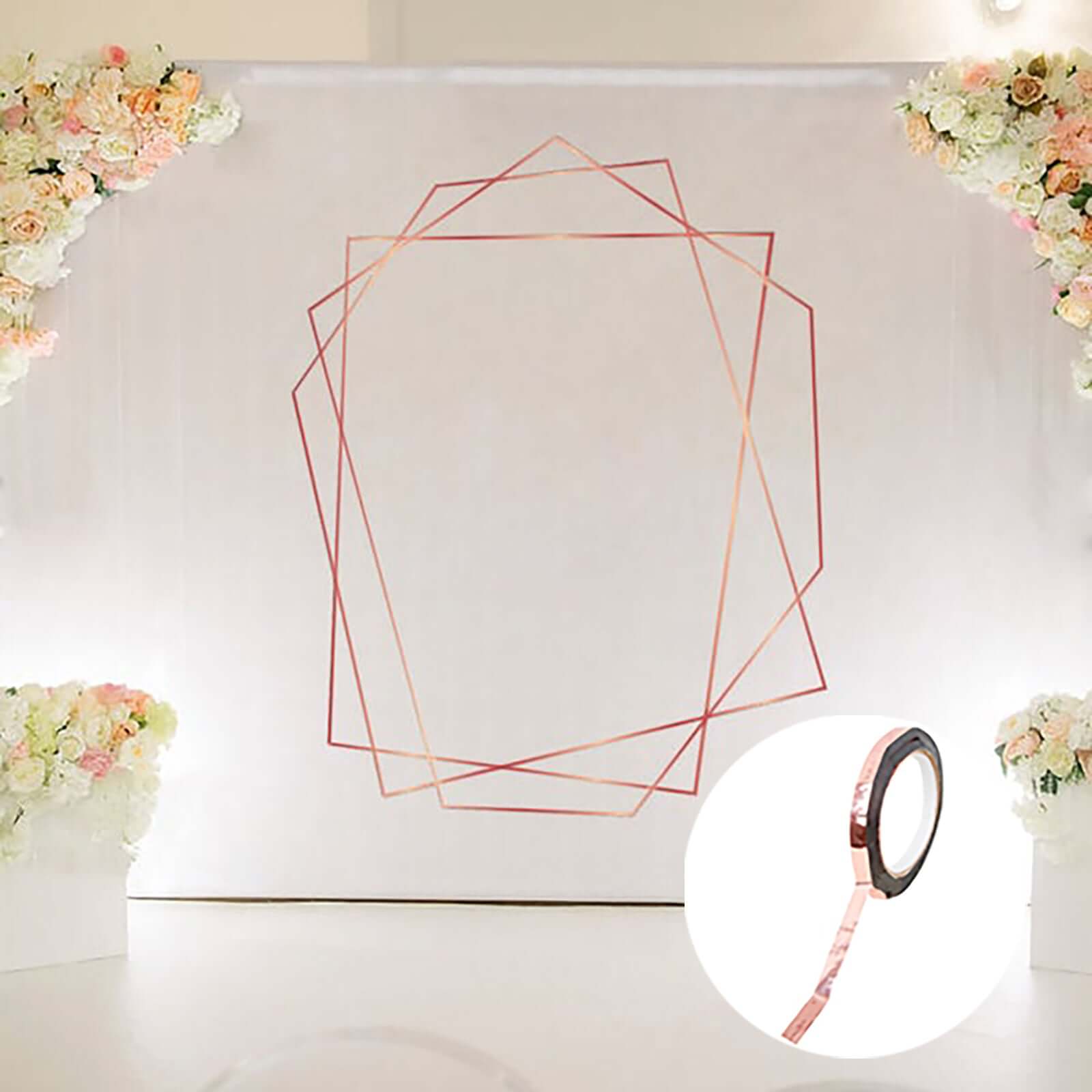Rose Gold Metallic Film Tape Adhesive, DIY Floral Wrap Craft Decor Tape - Polyester with Acrylic 100 Yds 3/8"