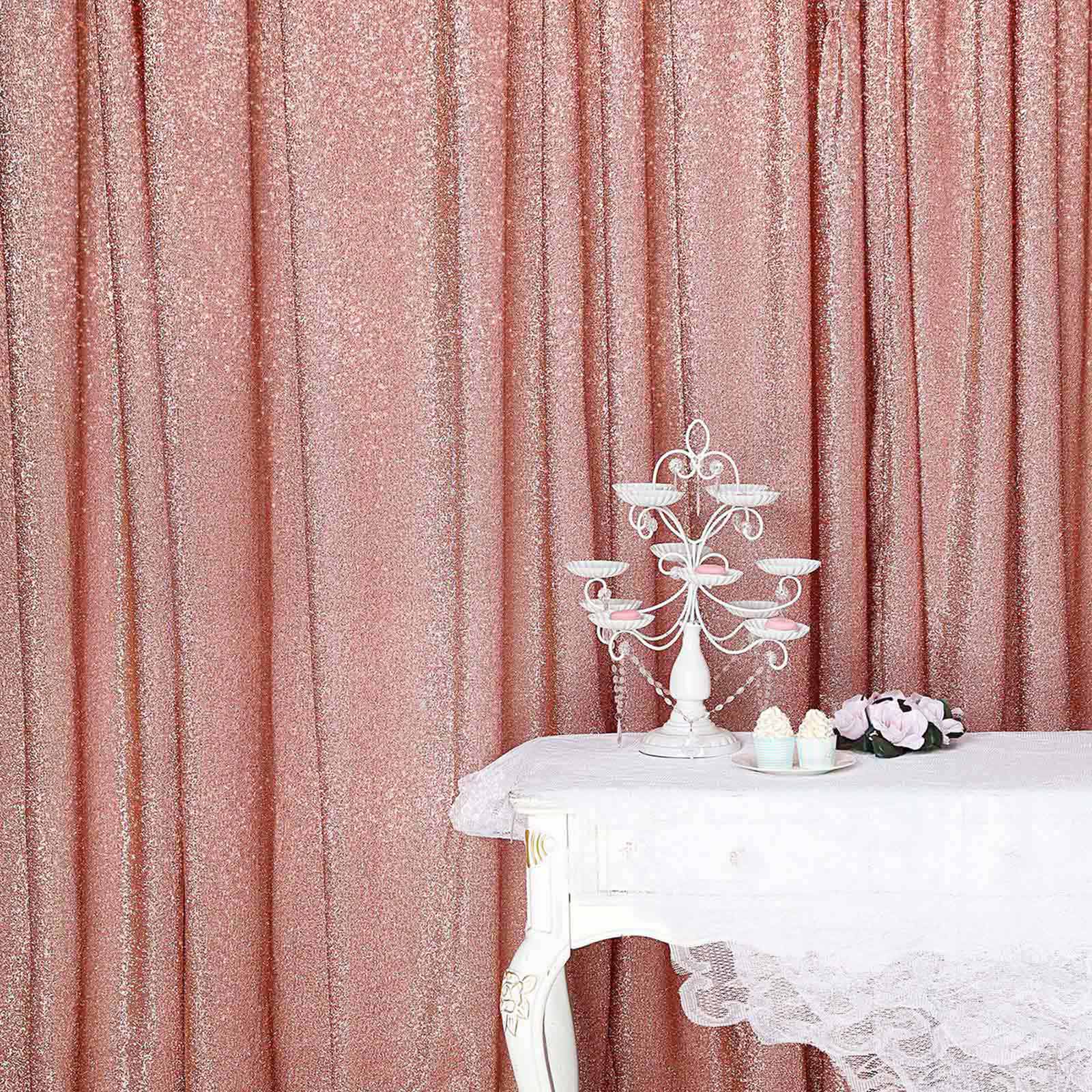 Rose Gold Metallic Shimmer Tinsel Backdrop Drape Curtain, Event Background Divider Panel - 20ftx10ft - Image 2