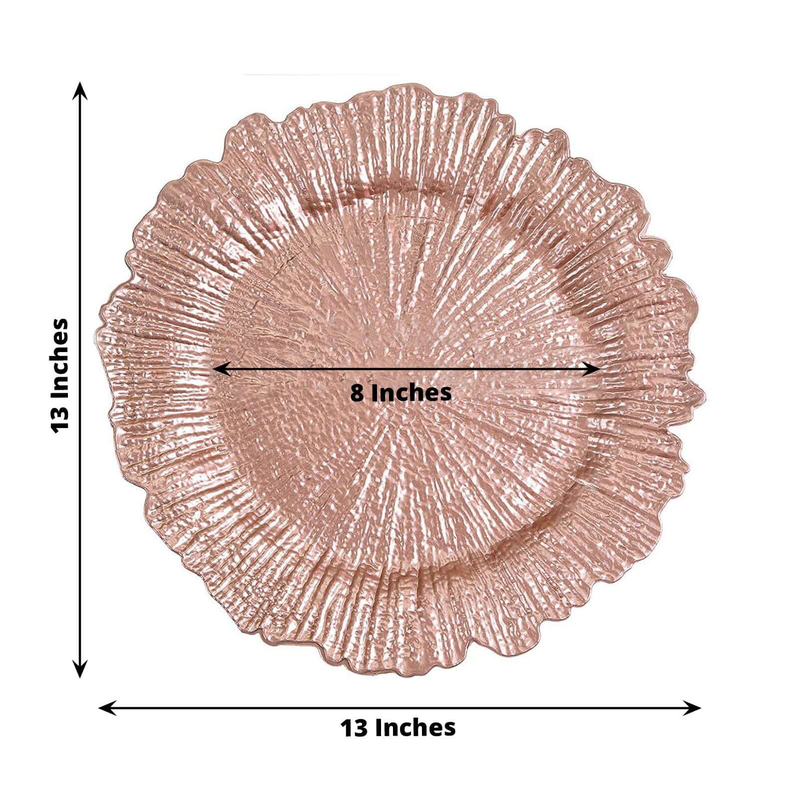 6-Pack Acrylic Plastic Charger Plates 13" Round Rose Gold Reef Design - Decorative Dinner Charger Tableware - Image 3