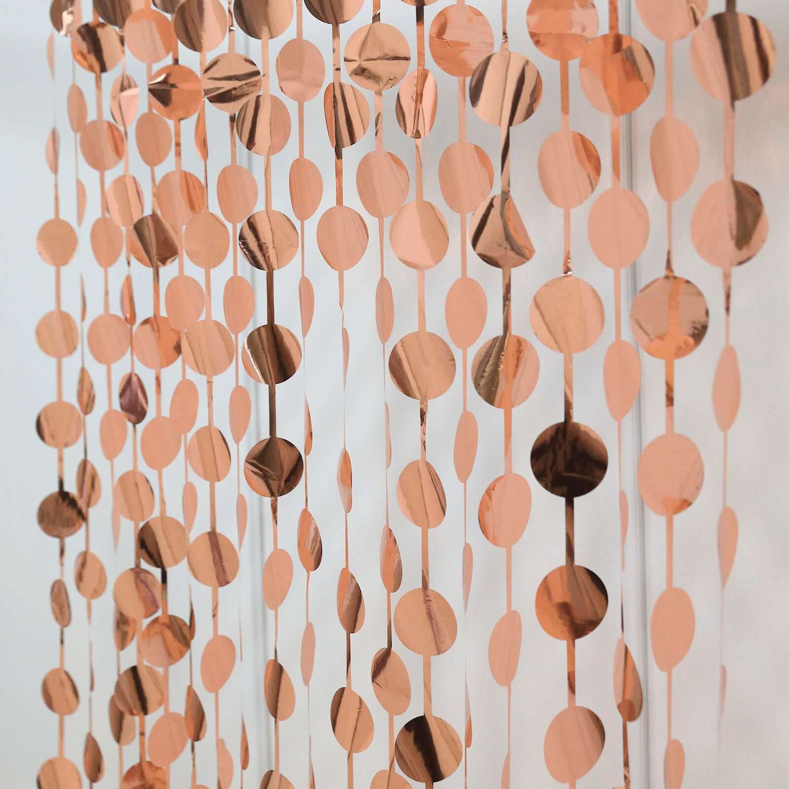 Rose Gold Round Chain Foil Fringe Curtain Party Backdrop, Metallic Rose Gold Tinsel Streamer Party Decor - Door Window Foil Curtain 3ftx6.5ft - Image 2
