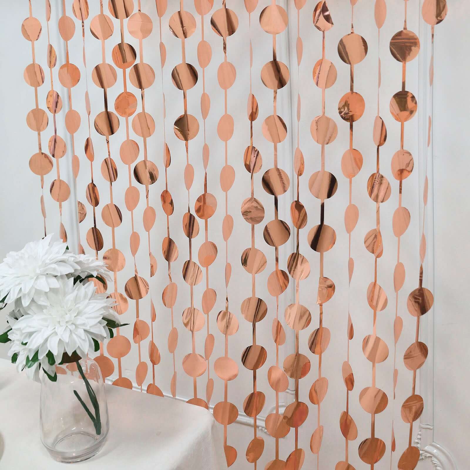 Rose Gold Round Chain Foil Fringe Curtain Party Backdrop, Metallic Rose Gold Tinsel Streamer Party Decor - Door Window Foil Curtain 3ftx6.5ft - Image 7
