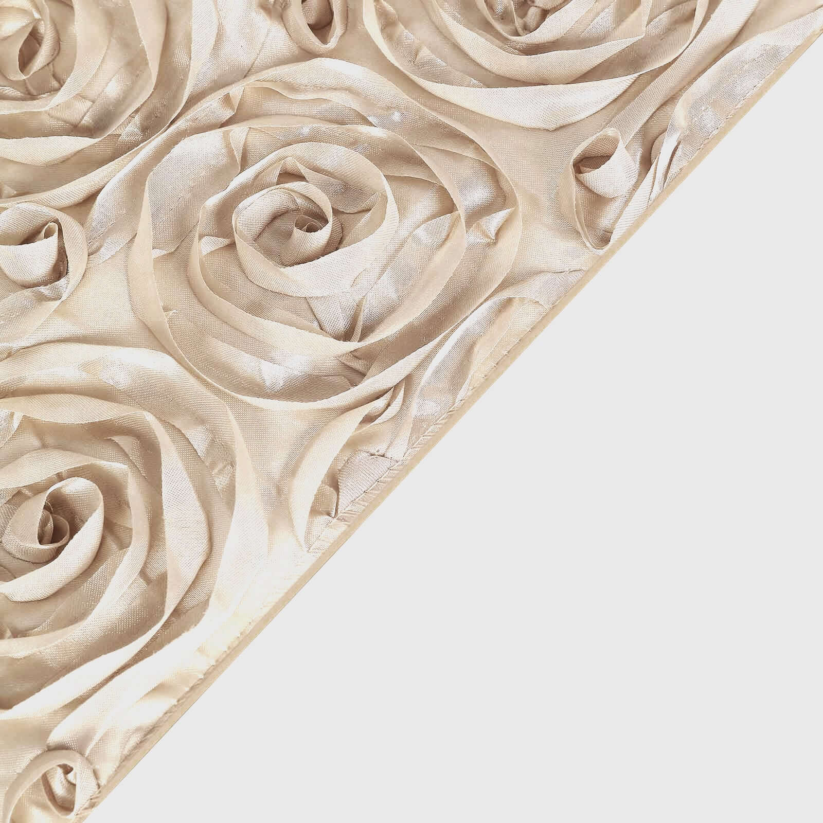 Rosette Satin Square Table Overlay 72"x72" Beige - 3D Table Topper - Image 9
