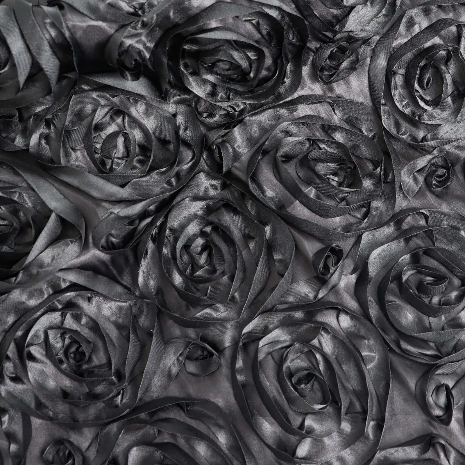 Rosette Satin Square Table Overlay 72"x72" Black - Stylish 3D Design for Weddings and Luxe Celebrations - Image 8