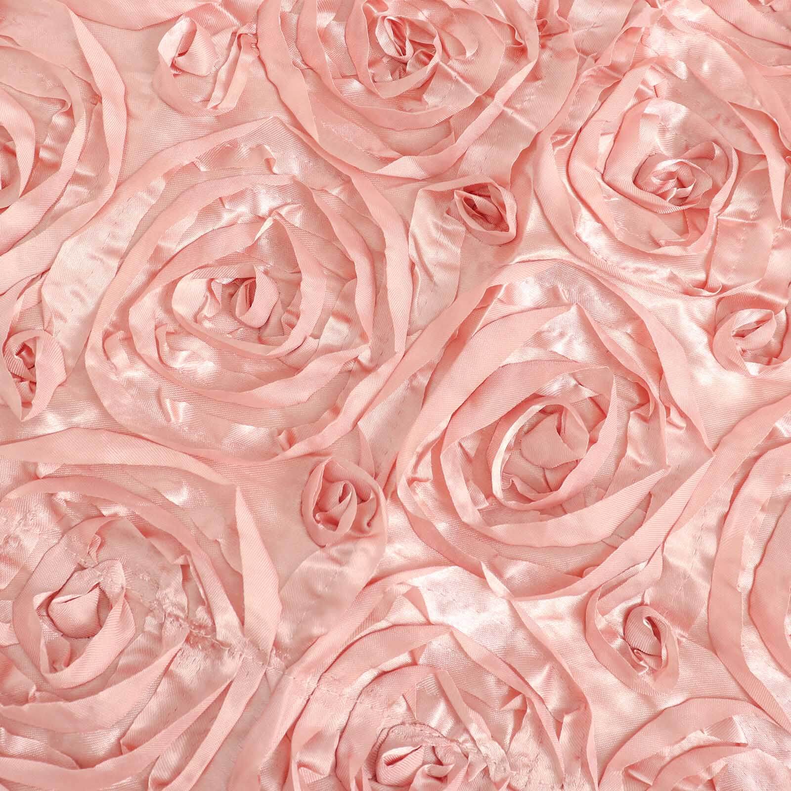 Rosette Satin Square Table Overlay 72"x72" Dusty Rose - 3D Table Topper - Image 8