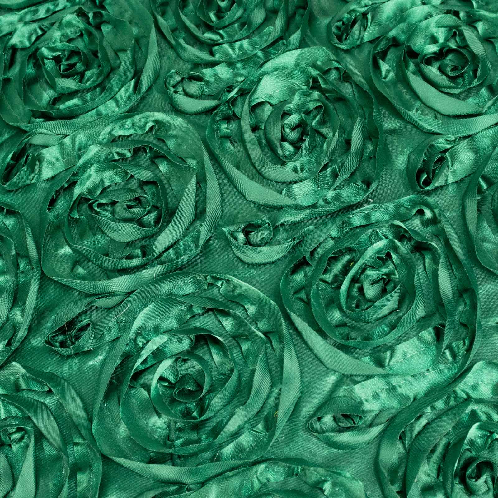 Rosette Satin Square Table Overlay 72"x72" Hunter Emerald Green - 3D Table Topper - Image 8