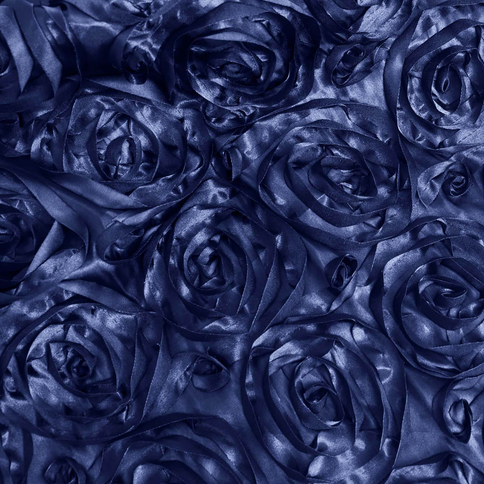 Rosette Satin Square Table Overlay 72"x72" Navy Blue - 3D Table Topper - Image 7