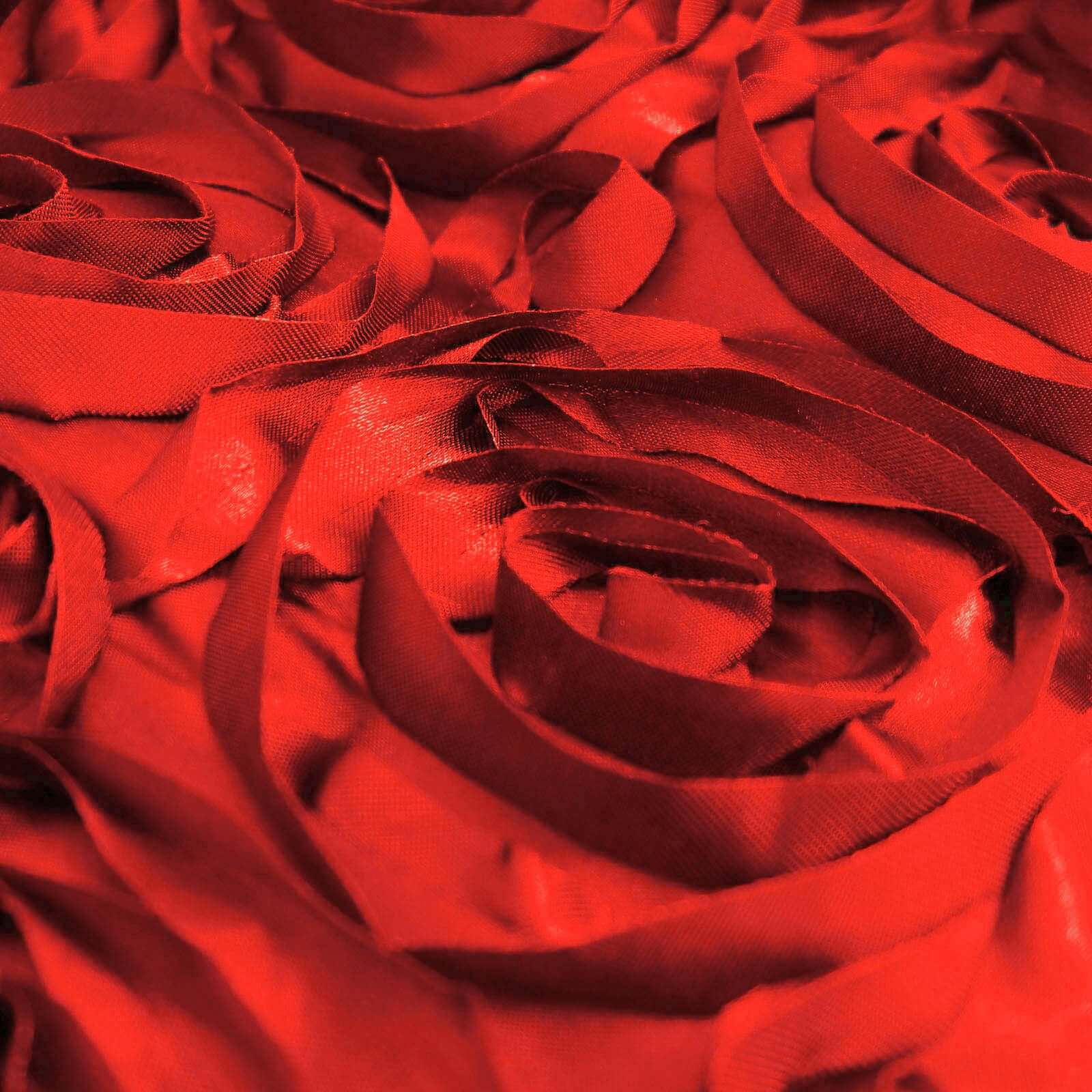 Rosette Satin Square Table Overlay 72"x72" Red - 3D Table Topper - Image 10