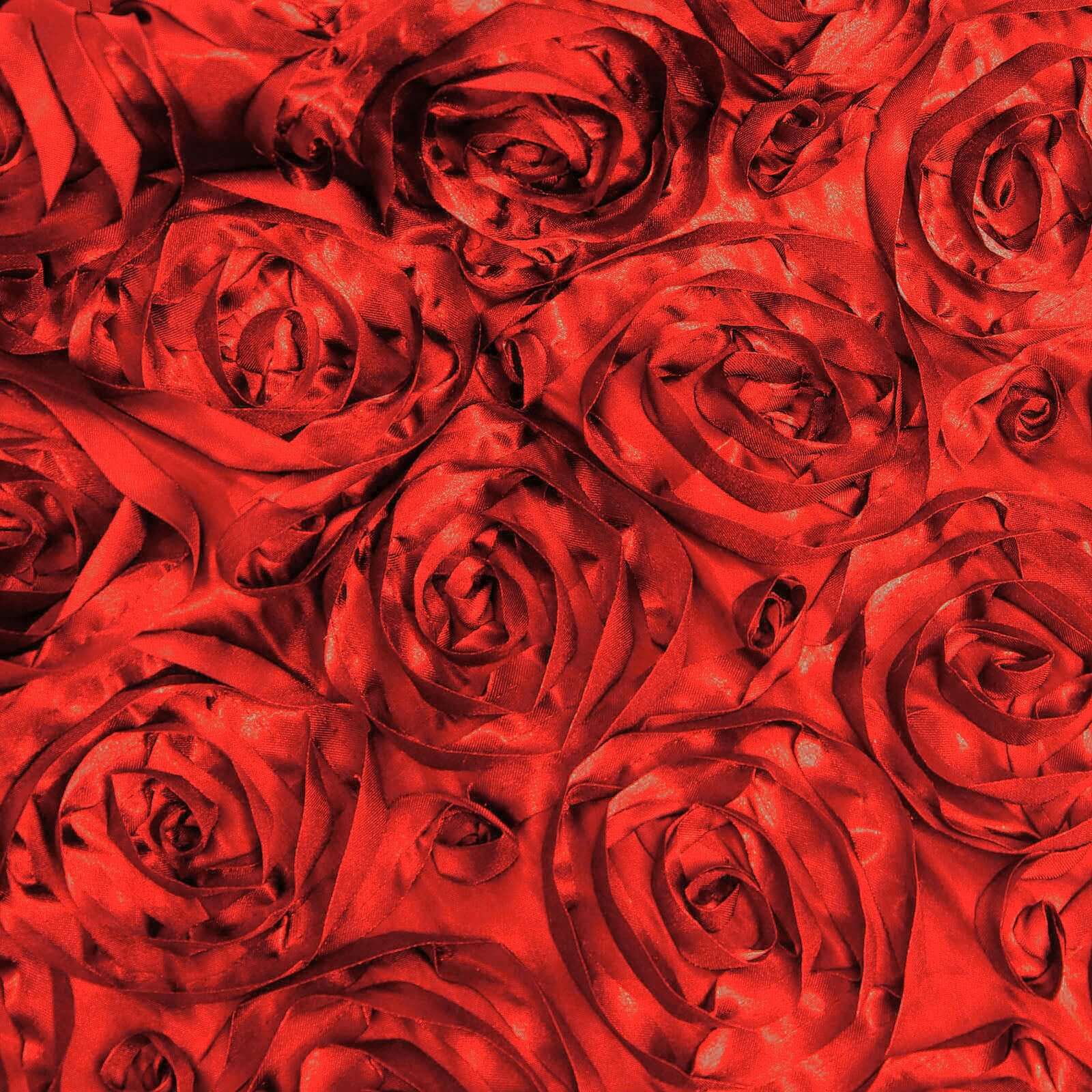 Rosette Satin Square Table Overlay 72"x72" Red - 3D Table Topper - Image 11