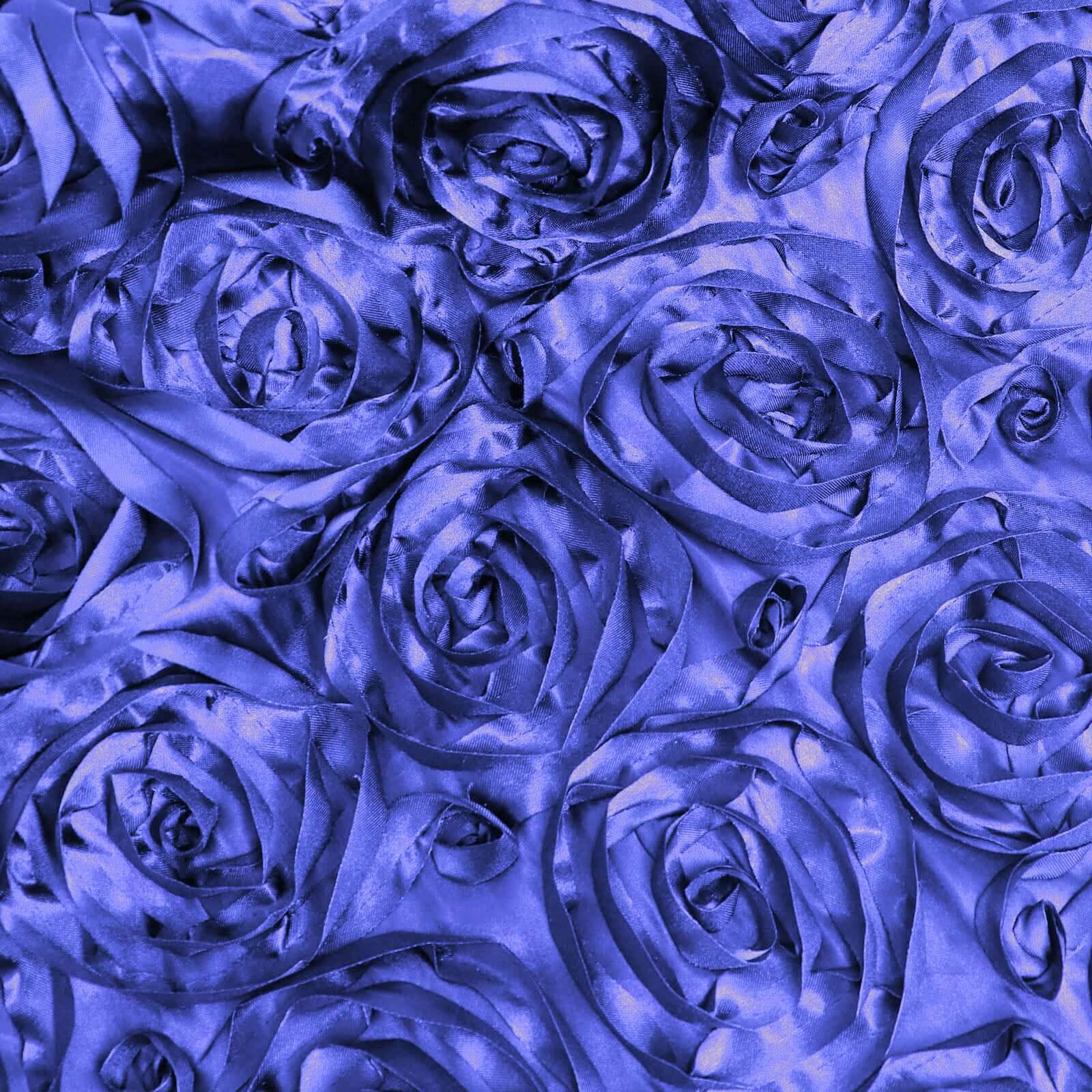 Rosette Satin Square Table Overlay 72"x72" Royal Blue - 3D Table Topper - Image 8