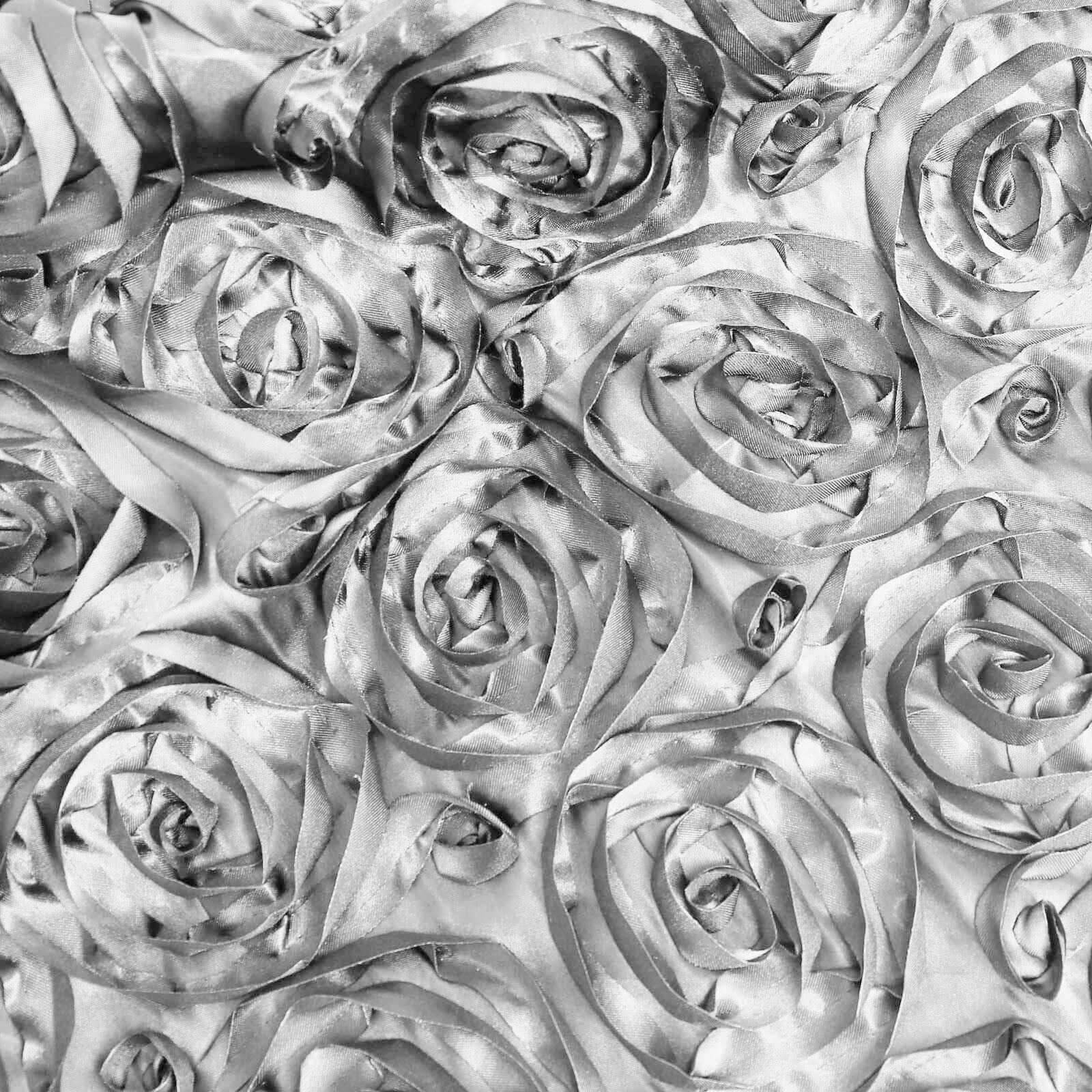 Rosette Satin Square Table Overlay 72"x72" Silver - 3D Table Topper - Image 8
