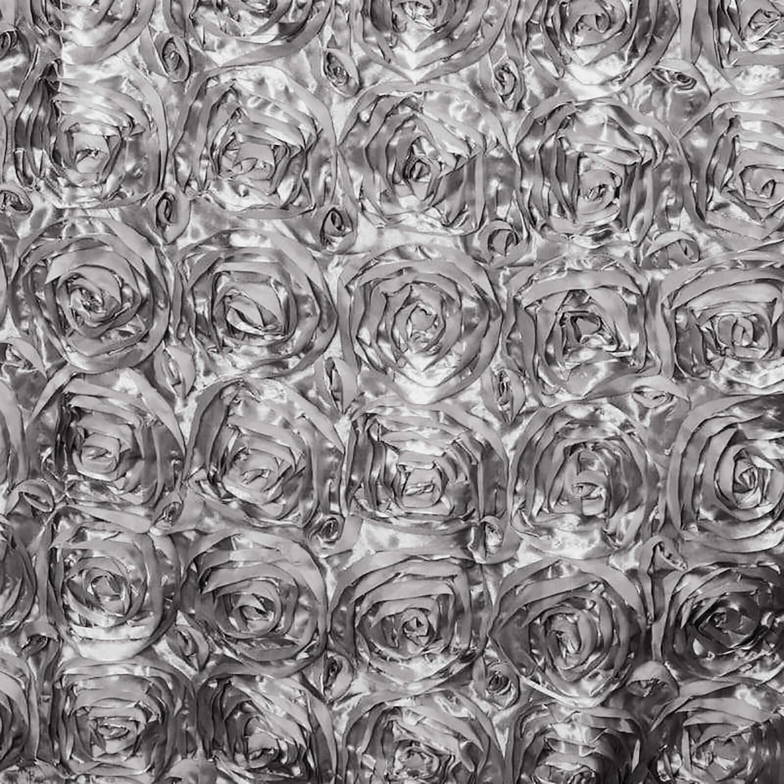 Rosette Satin Table Runner 14"x108" Silver - Grandiose Fabric Table Decor - Image 3