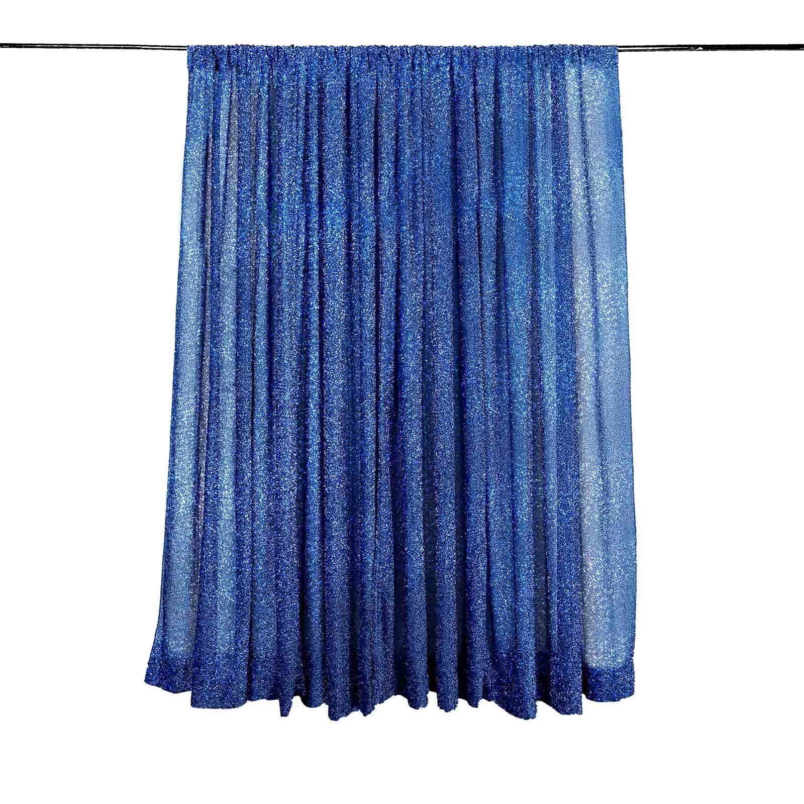 Royal Blue Metallic Shimmer Tinsel Backdrop Drape Curtain, Event Background Divider Panel - 20ftx10ft - Image 7