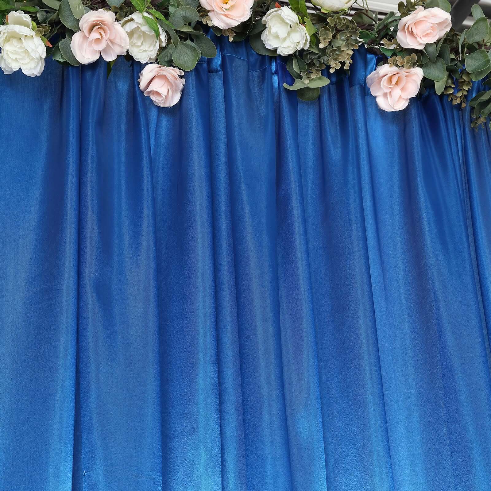 Royal Blue Satin Backdrop Drape Curtain, Photo Booth Event Divider Panel - 8ftx10ft - Image 2