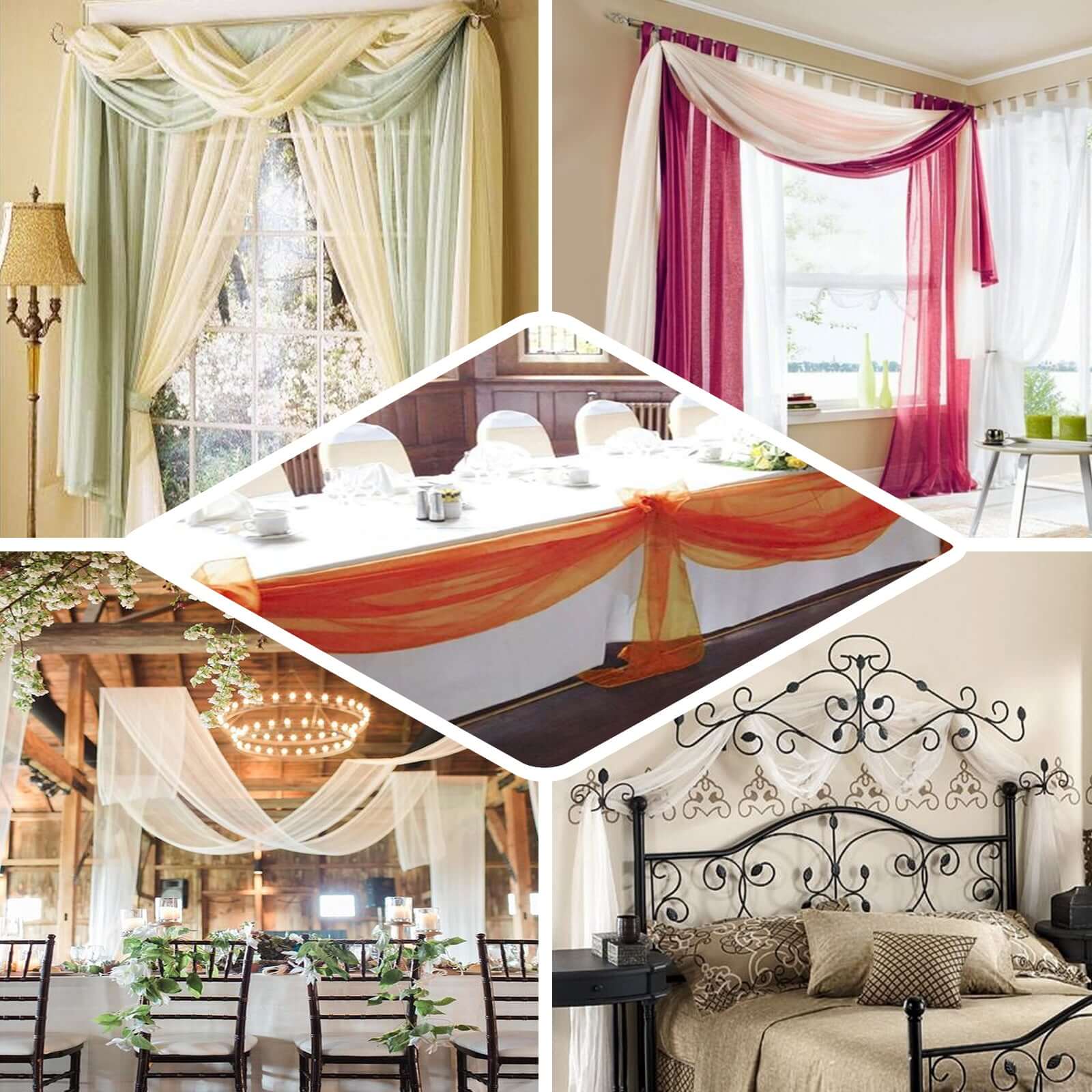 Royal Blue Sheer Organza Wedding Arch Draping Fabric, Long Curtain Backdrop Window Scarf Valance 18ft - Image 4