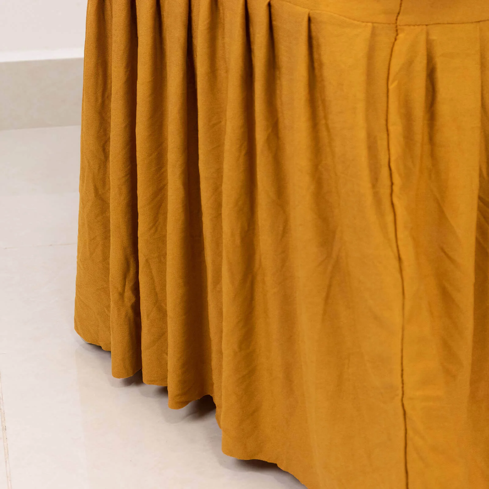 Ruffle Pleated Skirt Banquet Spandex Chair Cover Gold - 1-Piece Stretch Fitted Slipcover - Image 12