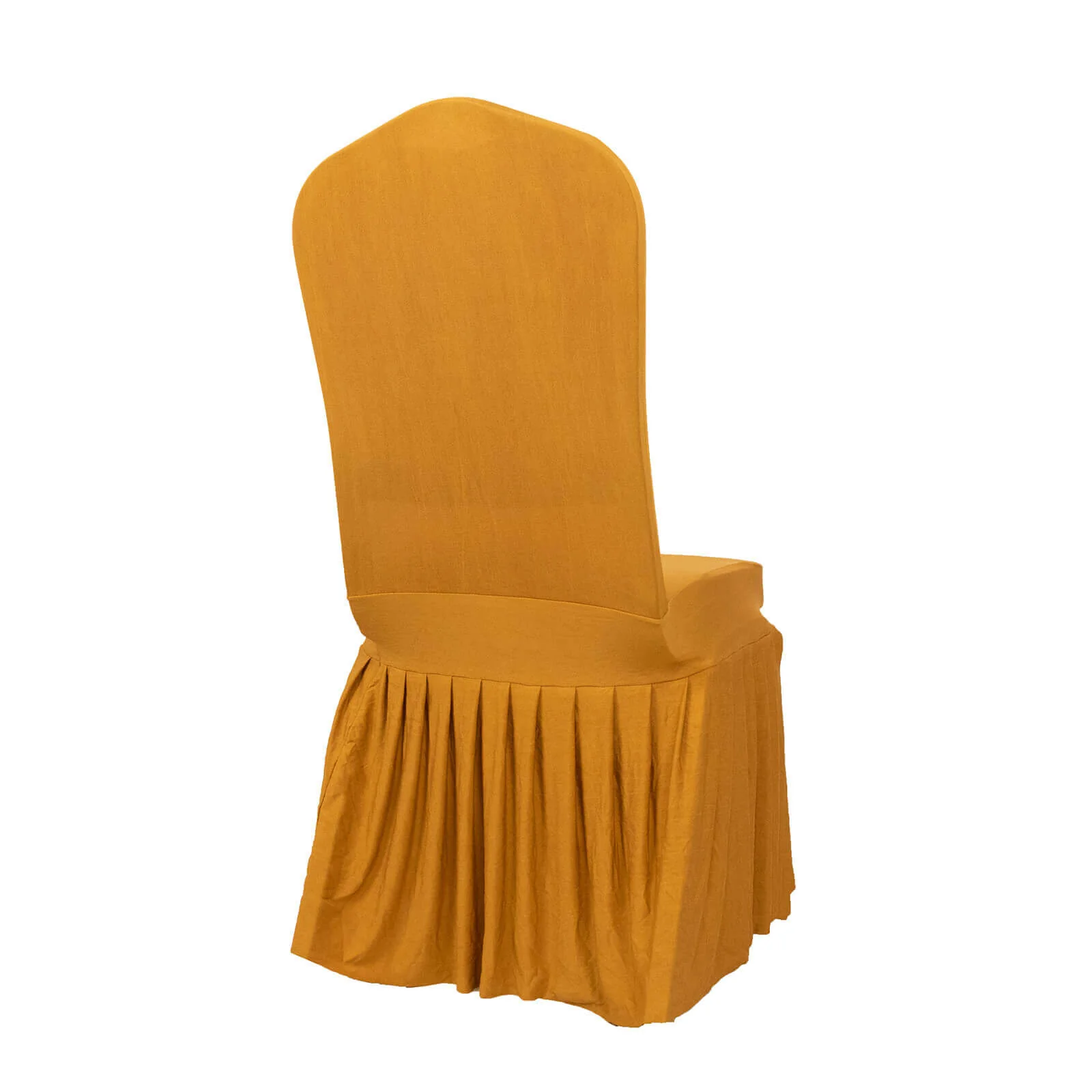 Ruffle Pleated Skirt Banquet Spandex Chair Cover Gold - 1-Piece Stretch Fitted Slipcover - Image 8