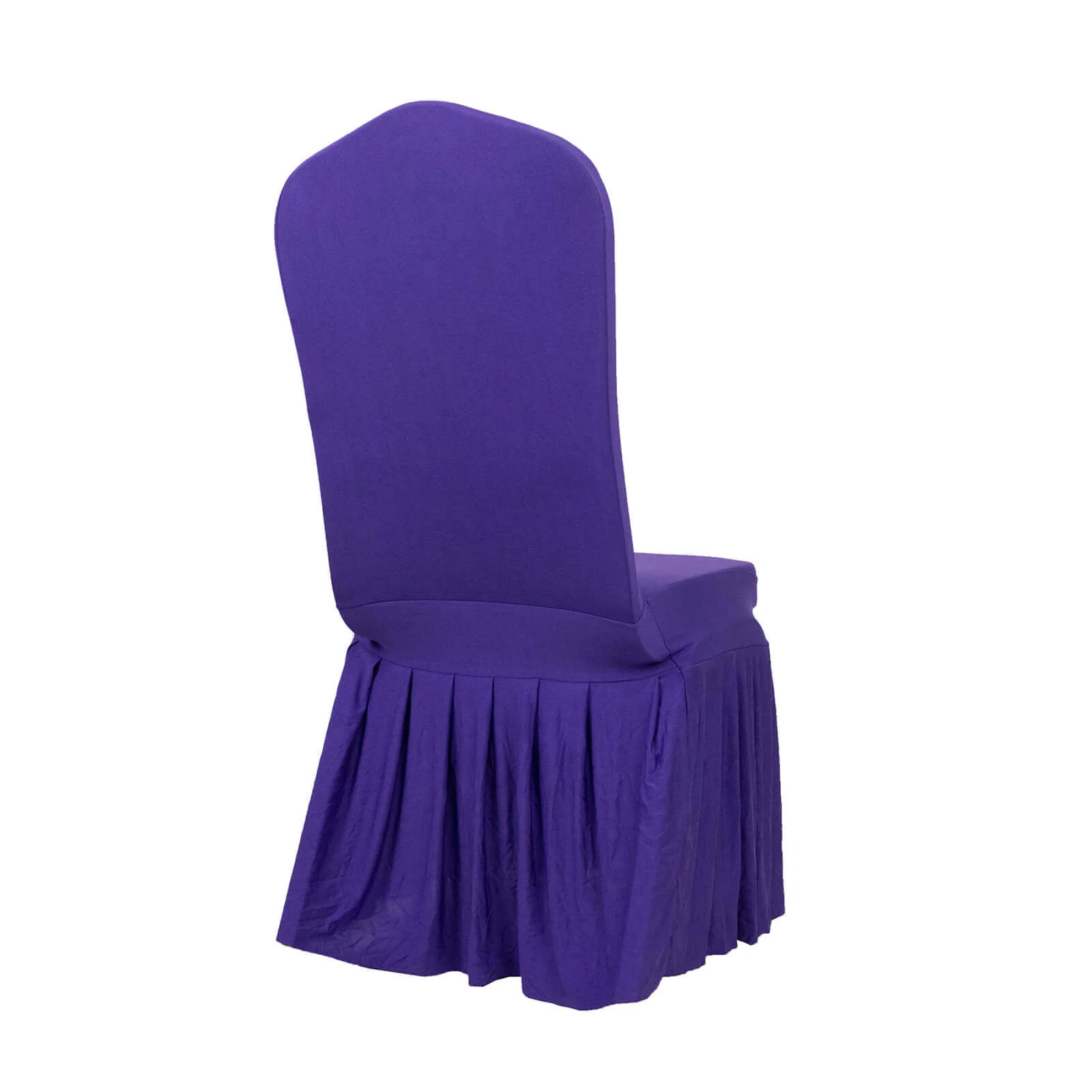 Ruffle Pleated Skirt Banquet Spandex Chair Cover Purple - 1-Piece Stretch Fitted Slipcover - Image 7