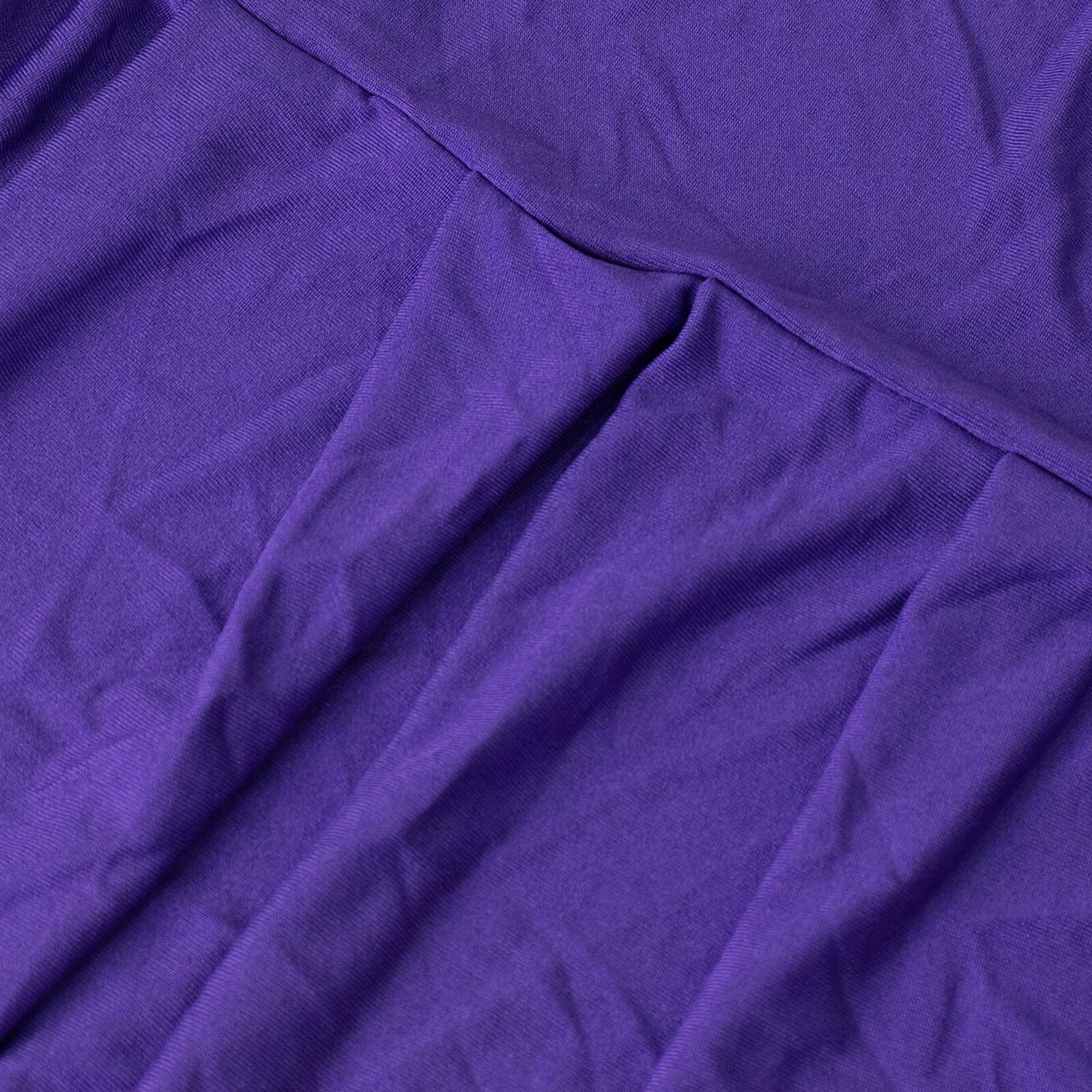 Ruffle Pleated Skirt Banquet Spandex Chair Cover Purple - 1-Piece Stretch Fitted Slipcover - Image 8