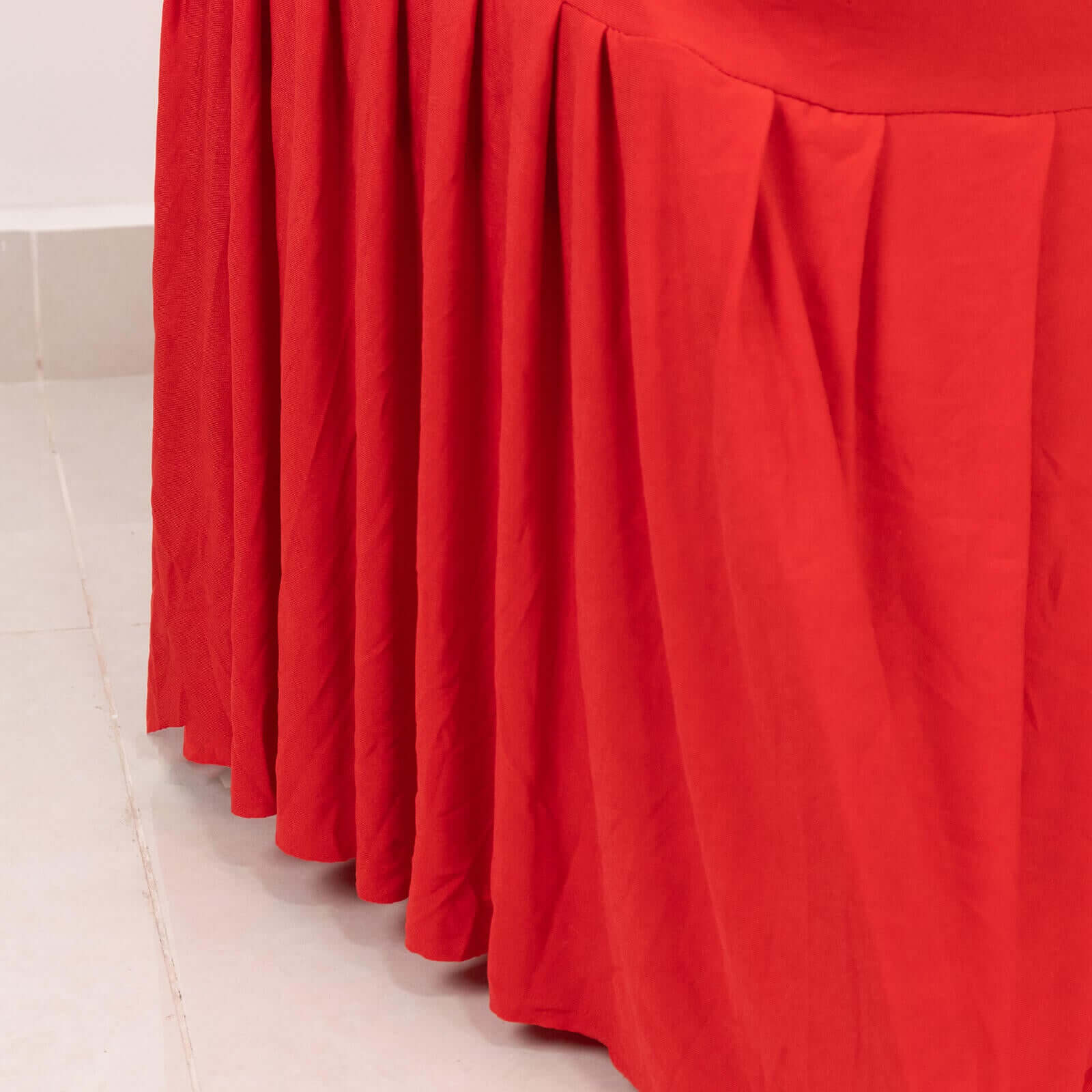 Ruffle Pleated Skirt Banquet Spandex Chair Cover Red - 1-Piece Stretch Fitted Slipcover - Image 12