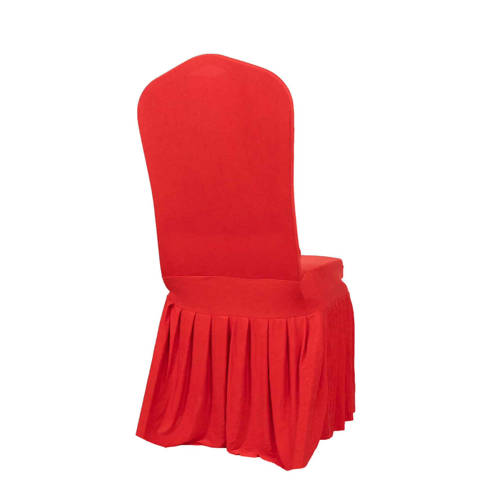 Ruffle Pleated Skirt Banquet Spandex Chair Cover Red - 1-Piece Stretch Fitted Slipcover - Image 8