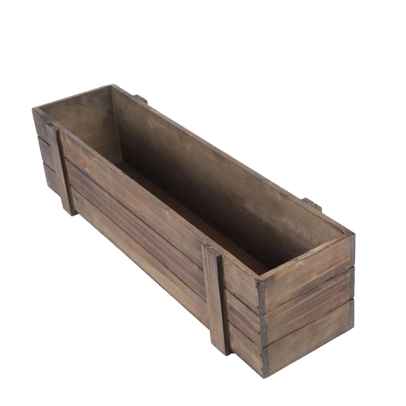 Rustic Wood Planter Box Smoked Brown 24"x6" with Plastic Liner - Long Natural Decor for Tables - Image 7