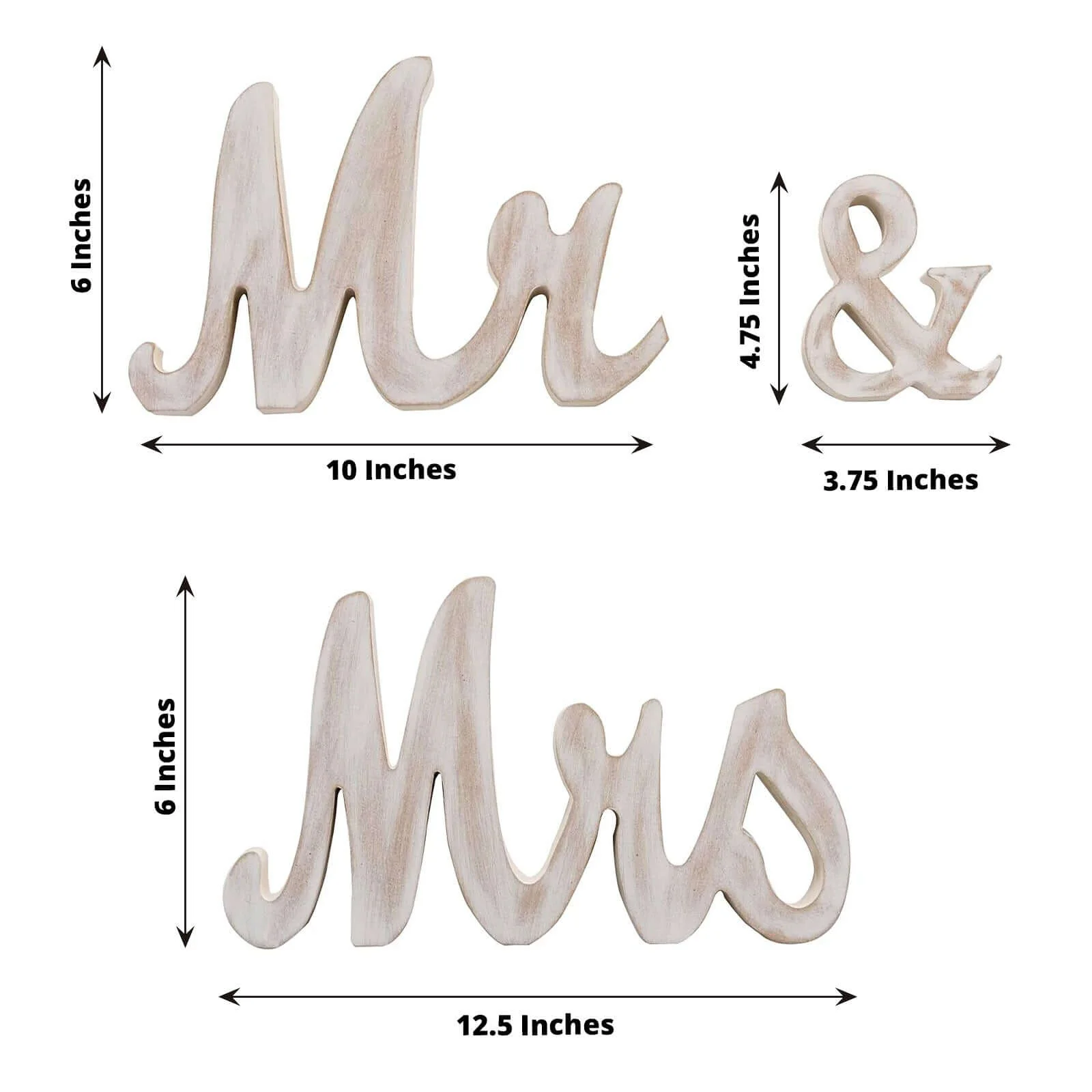 Rustic Wooden "Mr & Mrs" Freestanding Letters Whitewashed - Farmhouse Chic Wedding Table Display Props - Image 3